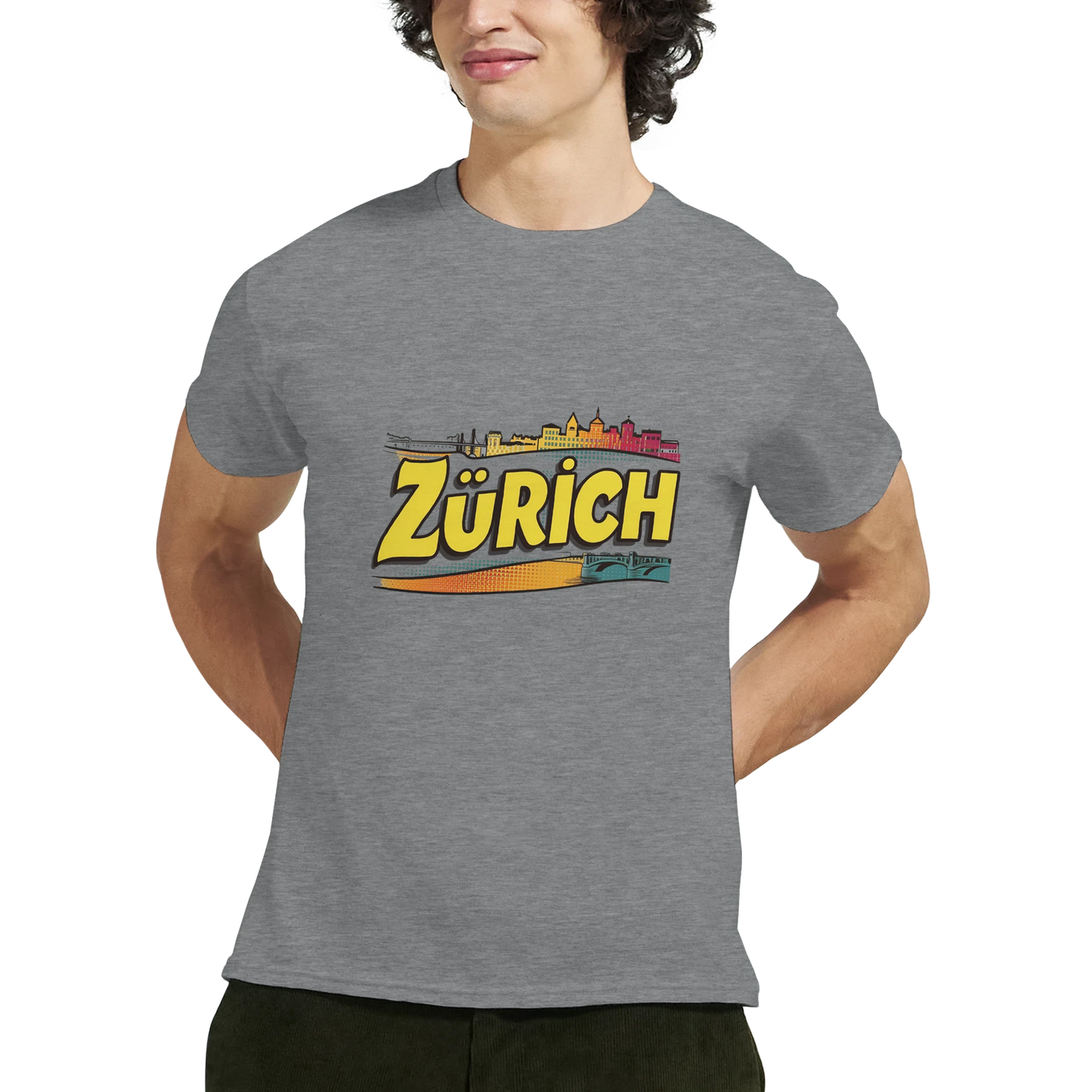 Zurich Switzerland Unisex Travel T-Shirt featuring a man perfect for travelers and gift seekers