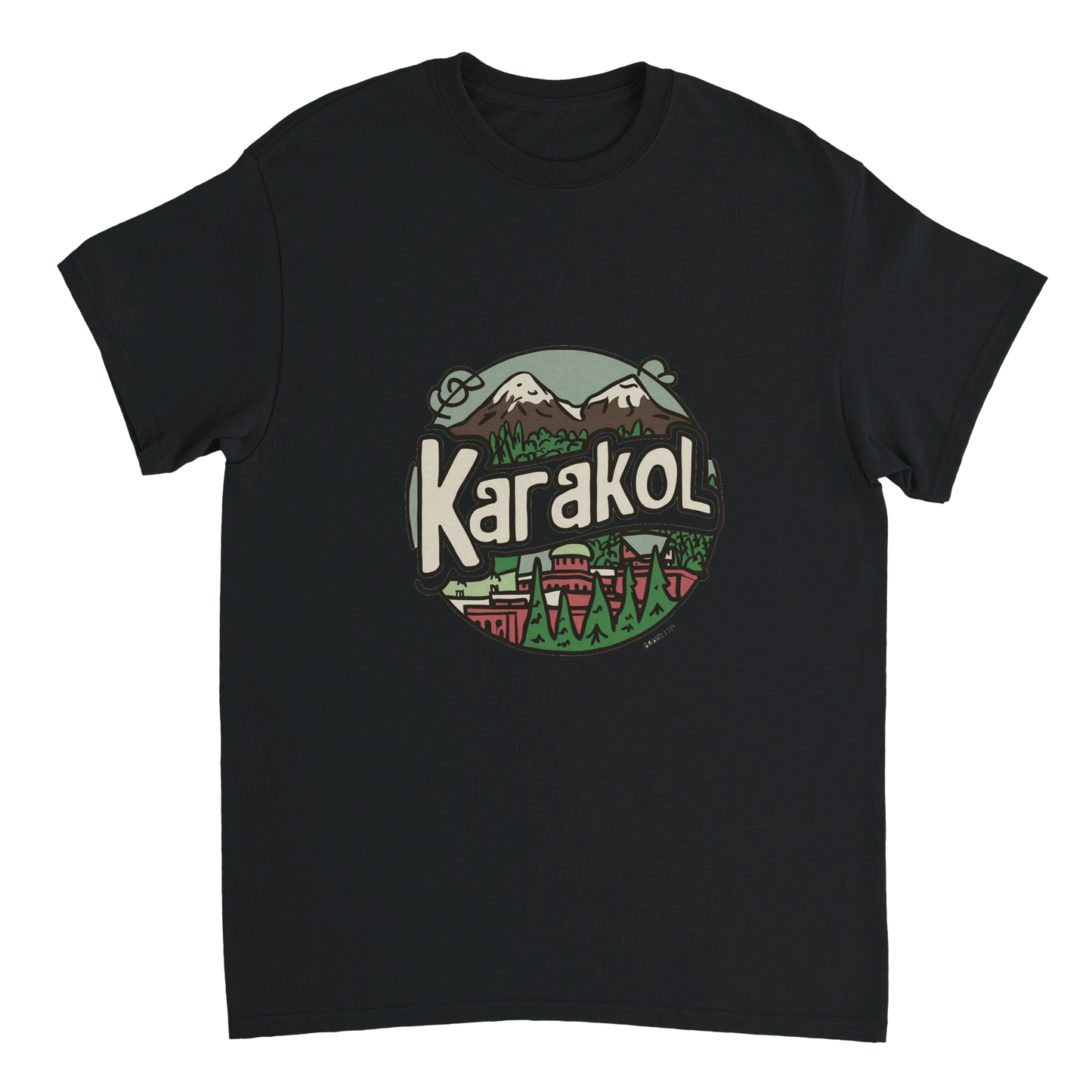 black Karakol Kyrgyzstan Unisex Travel T-Shirt perfect for travelers and gift seekers