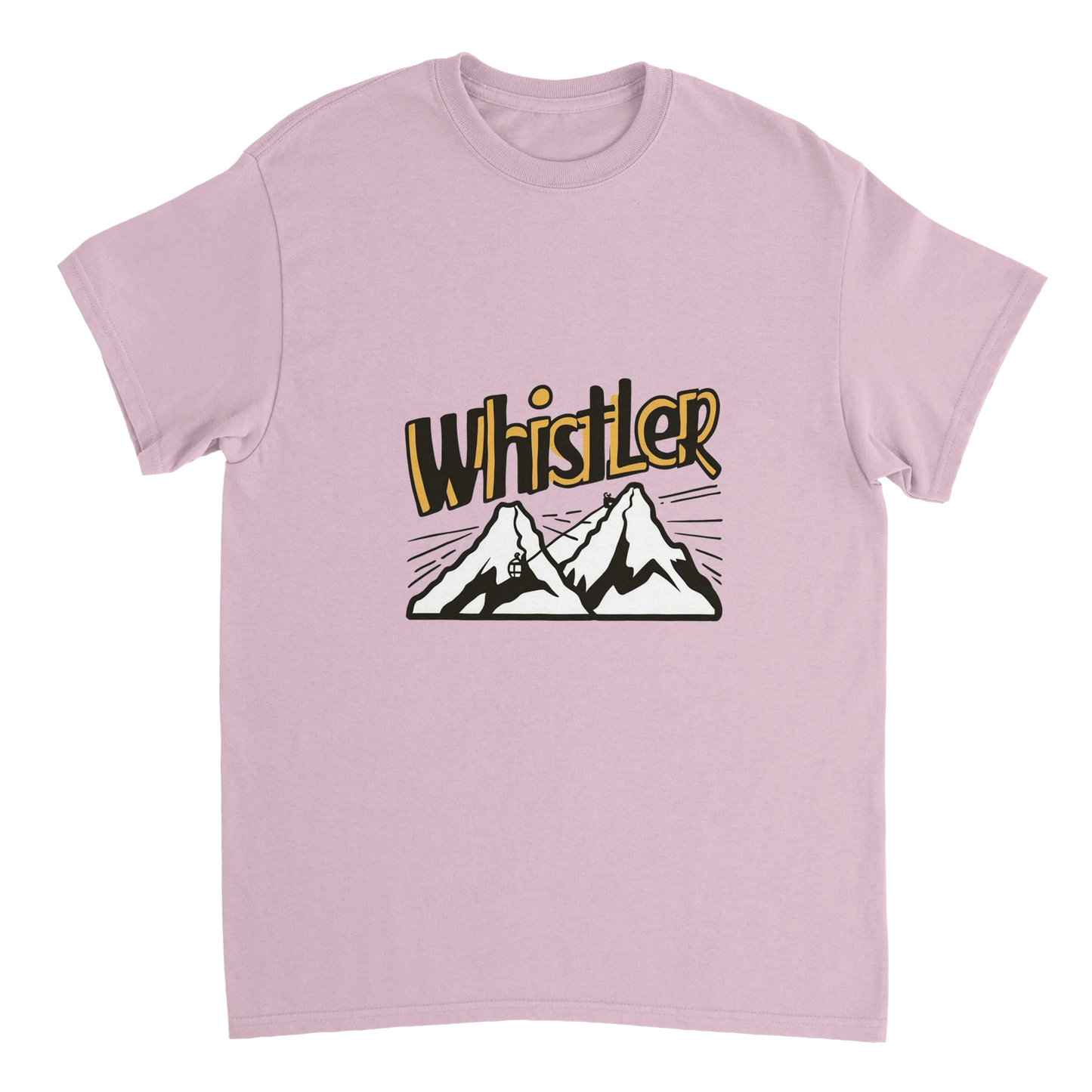 light pink Whistler Canada Unisex Travel T-Shirt perfect for travelers and gift seekers