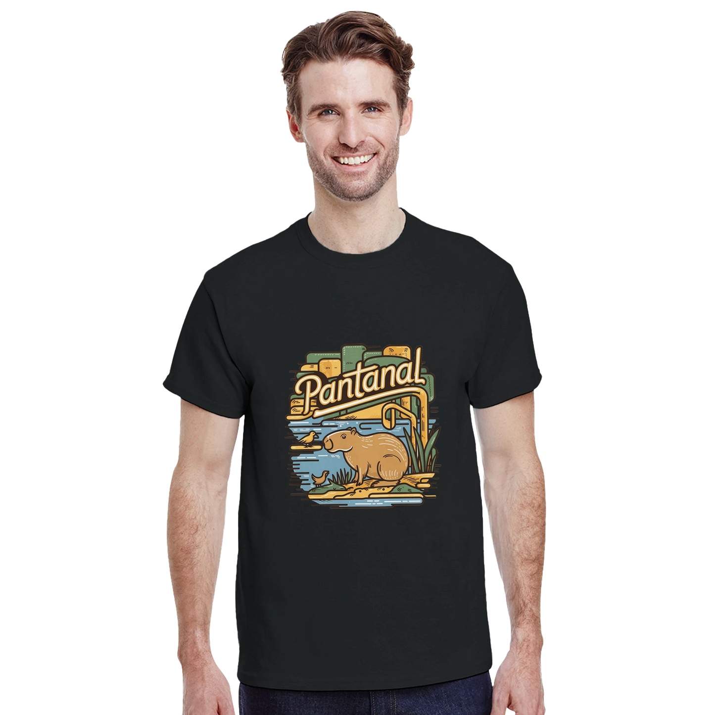 Pantanal Brazil Unisex Travel T-Shirt featuring a man perfect for travelers and gift seekers