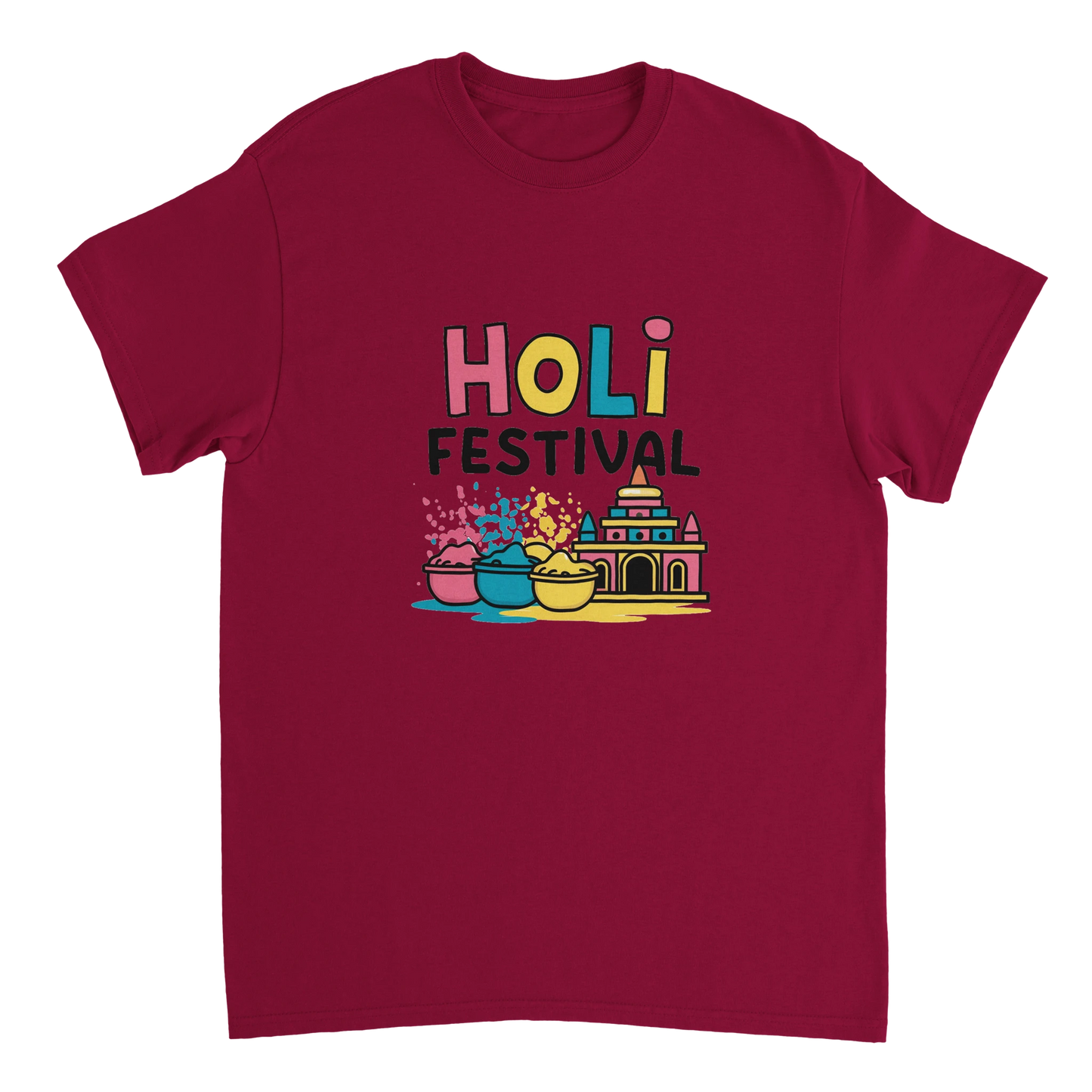 cardinal red Holi Festival Mathura India Unisex Travel T-Shirt perfect for travelers and gift seekers