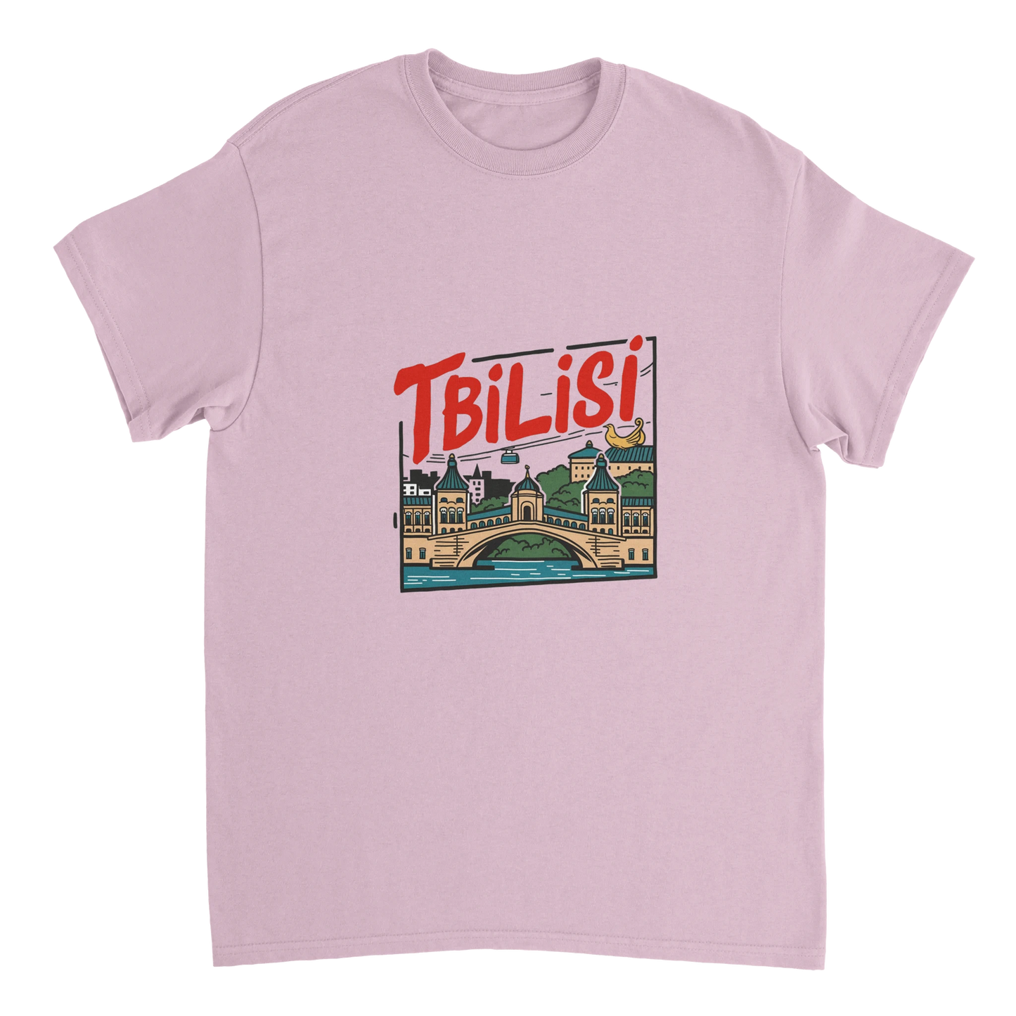 light pink Tbilisi Georgia Unisex Travel T-Shirt perfect for travelers and gift seekers