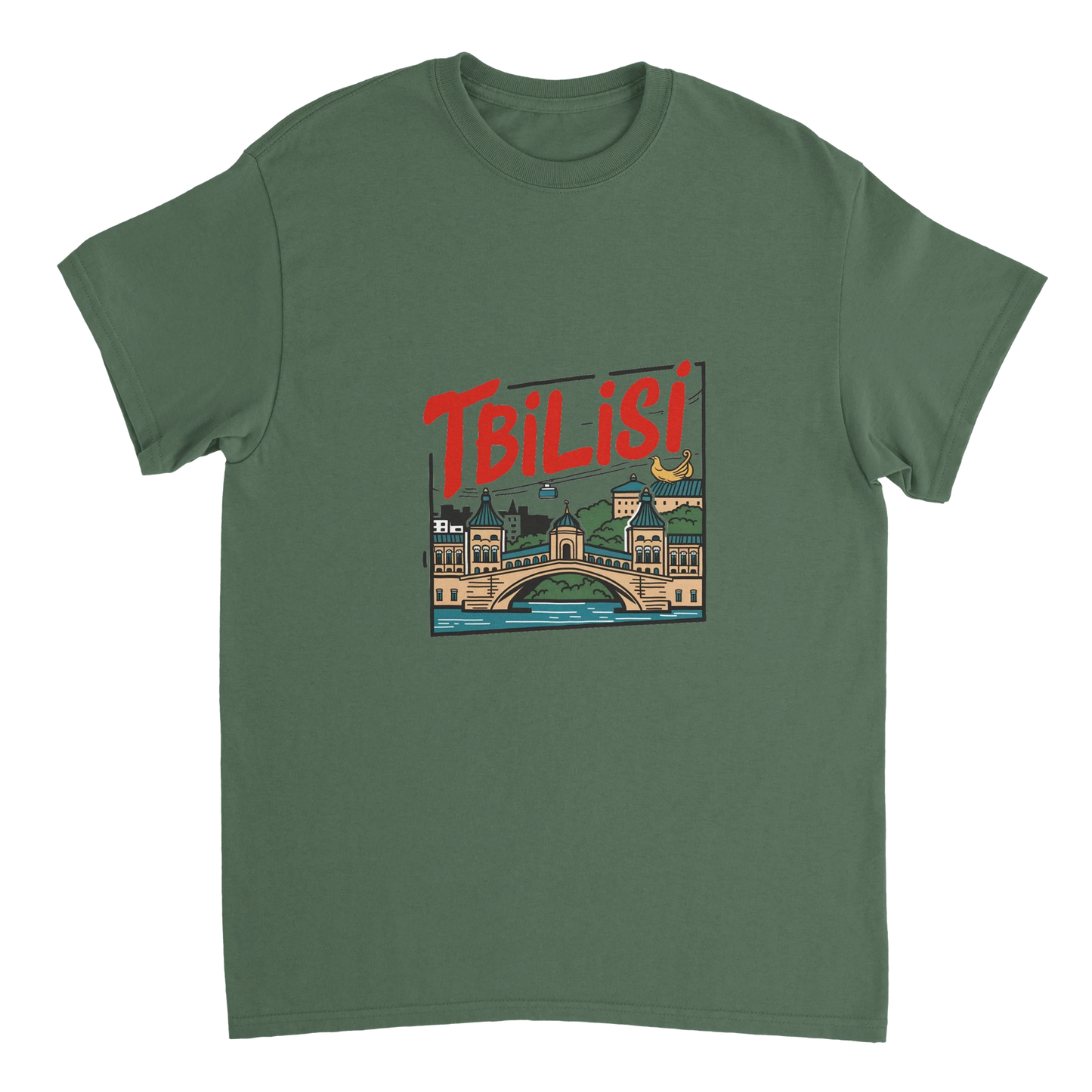 military green Tbilisi Georgia Unisex Travel T-Shirt perfect for travelers and gift seekers
