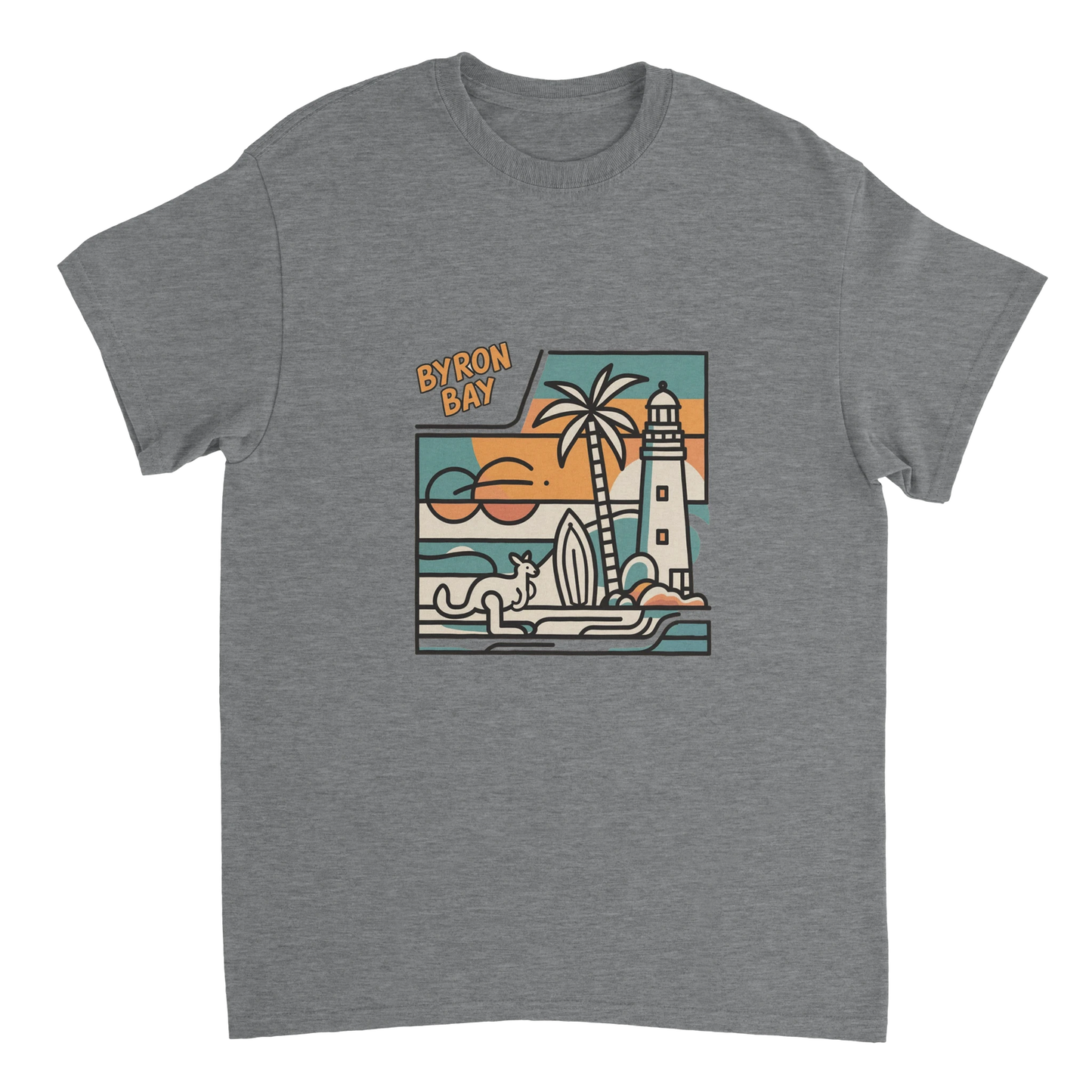 sport grey Byron Bay Australia Unisex Travel T-Shirt perfect for travelers and gift seekers