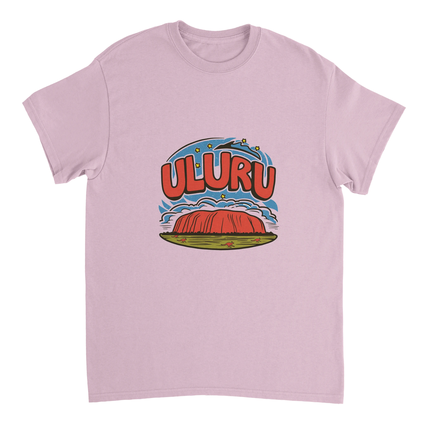 light pink Uluru Australia Unisex Travel T-Shirt perfect for travelers and gift seekers