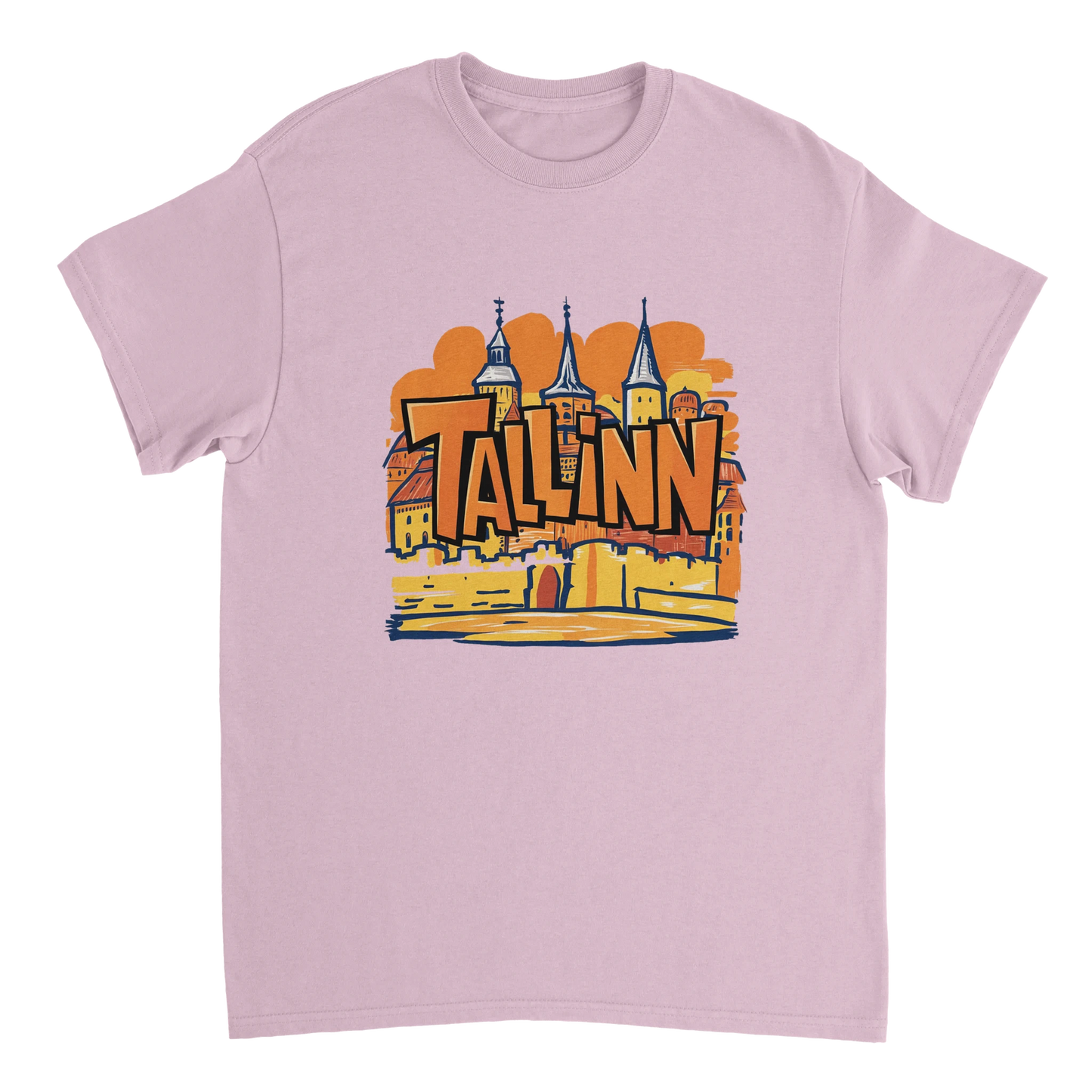 light pink Tallinn Estonia Unisex Travel T-Shirt perfect for travelers and gift seekers