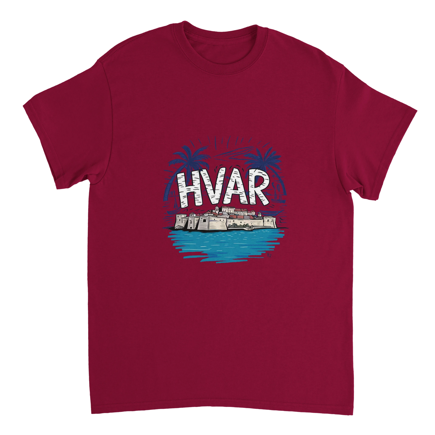 cardinal red Hvar Croatia Unisex Travel T-Shirt perfect for travelers and gift seekers