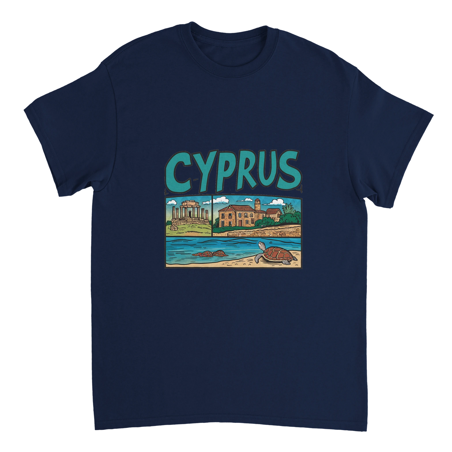 navy Cyprus Unisex Travel T-Shirt perfect for travelers and gift seekers