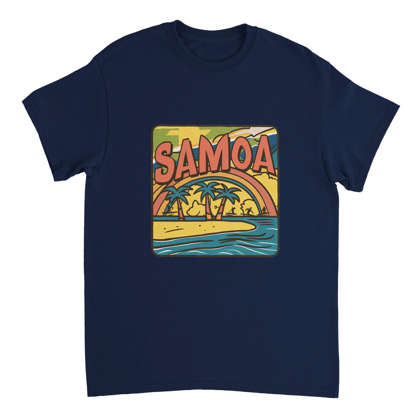 navy Samoa Unisex Travel T-Shirt perfect for travelers and gift seekers
