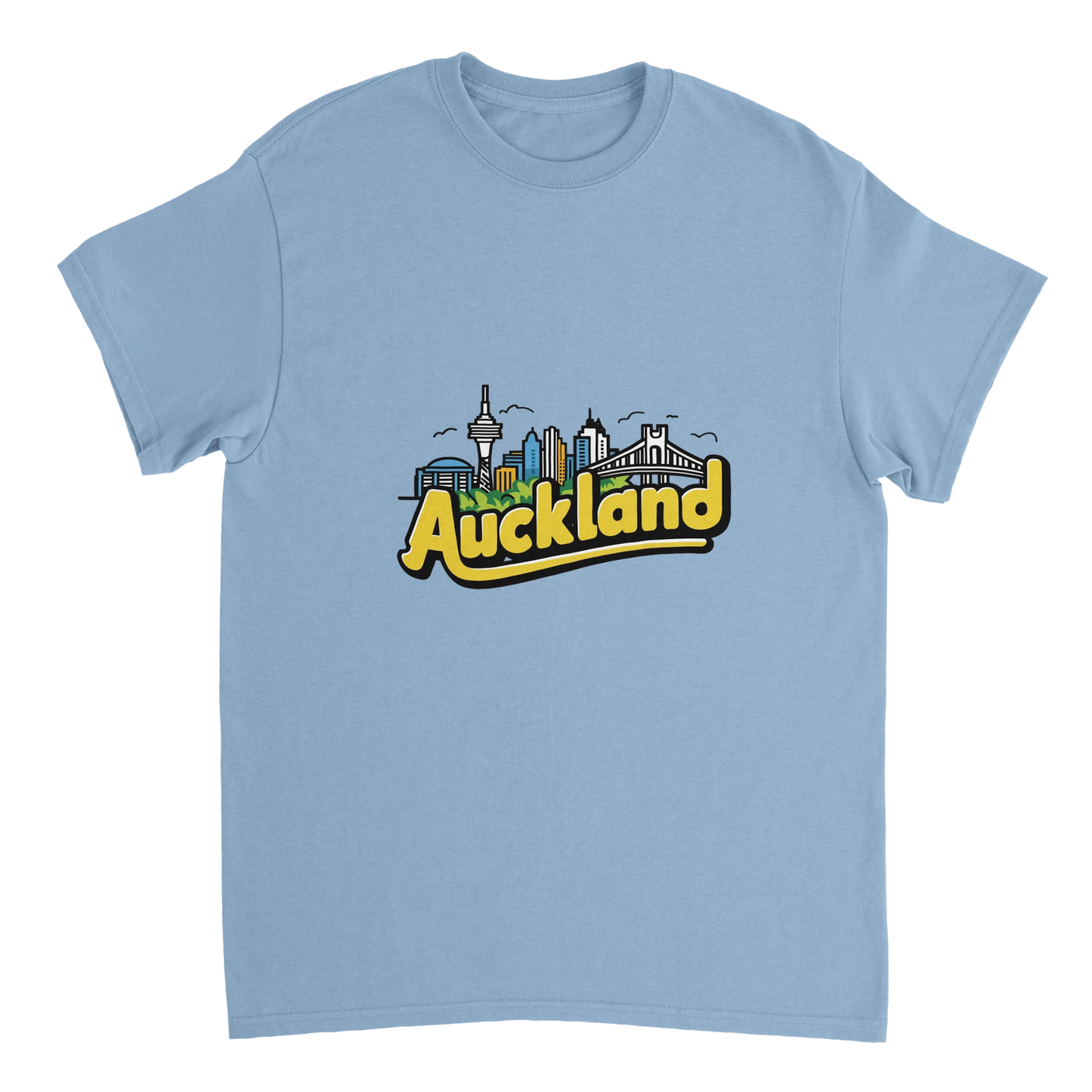 light blue Auckland New Zealand Unisex Travel T-Shirt perfect for travelers and gift seekers