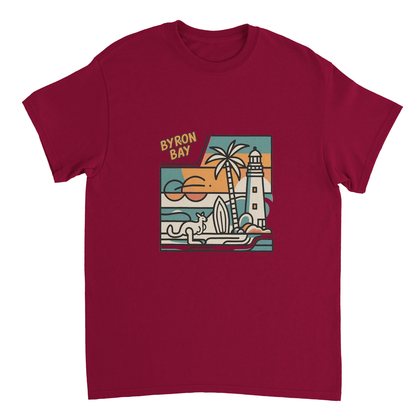 cardinal red Byron Bay Australia Unisex Travel T-Shirt perfect for travelers and gift seekers
