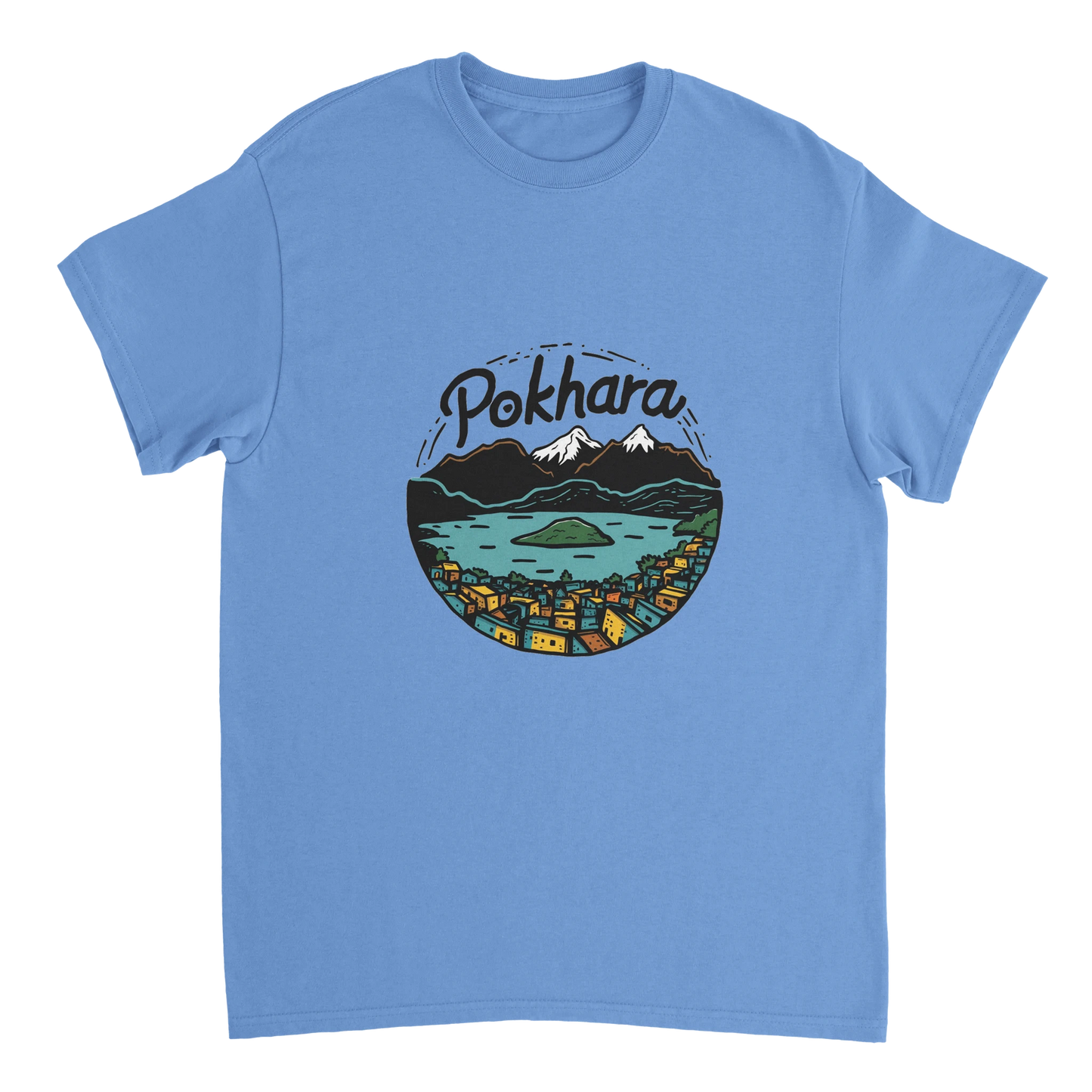 carolina blue Pokhara Nepal Unisex Travel T-Shirt perfect for travelers and gift seekers