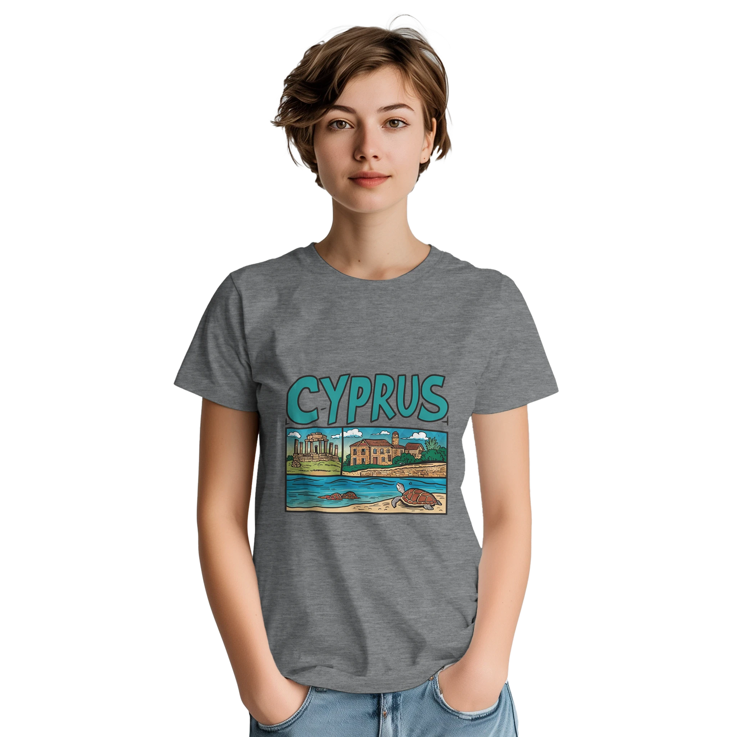 Cyprus Unisex Travel T-Shirt featuring a person perfect for travelers and gift seekers