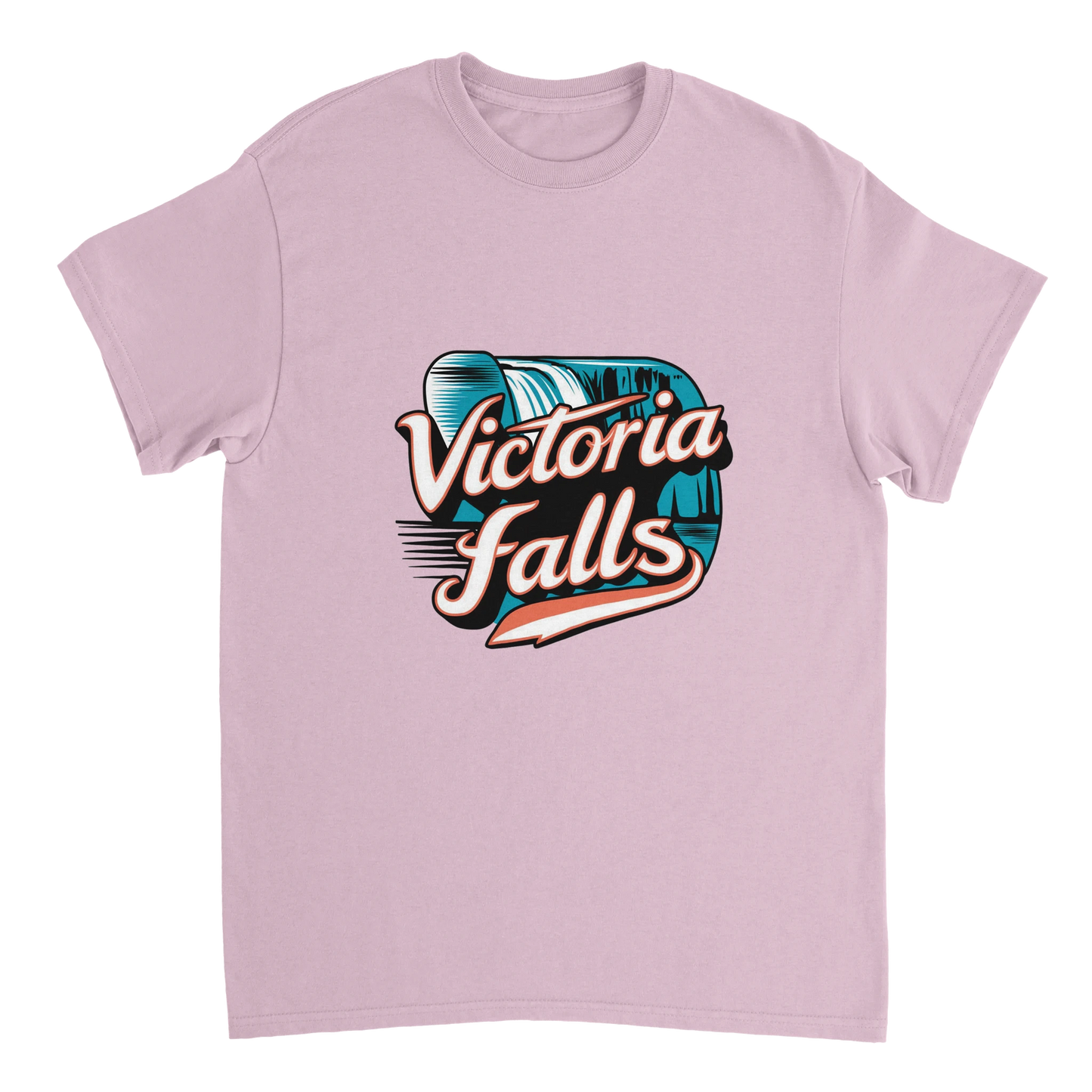 light pink Victoria Falls Unisex Travel T-Shirt perfect for travelers and gift seekers