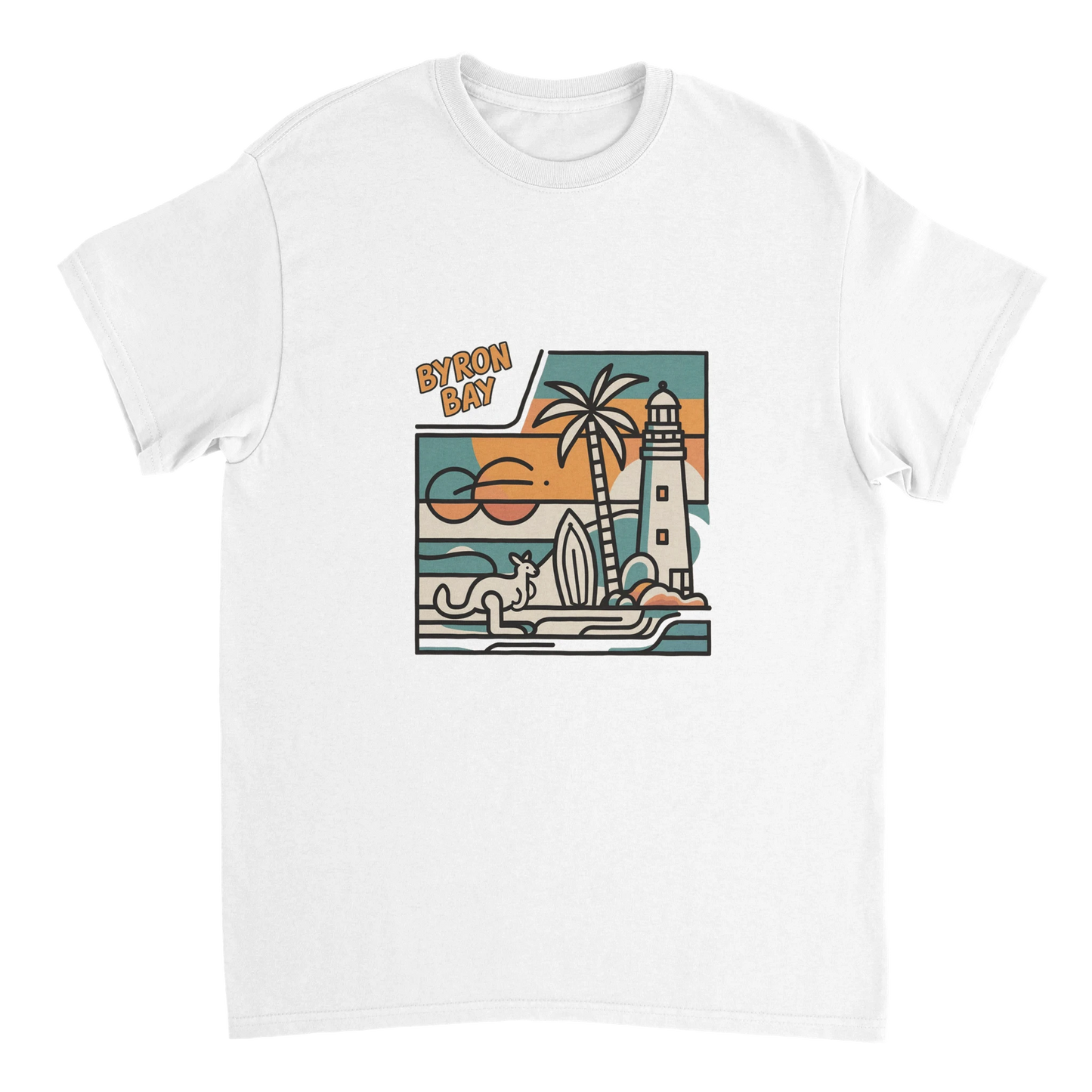 white Byron Bay Australia Unisex Travel T-Shirt perfect for travelers and gift seekers