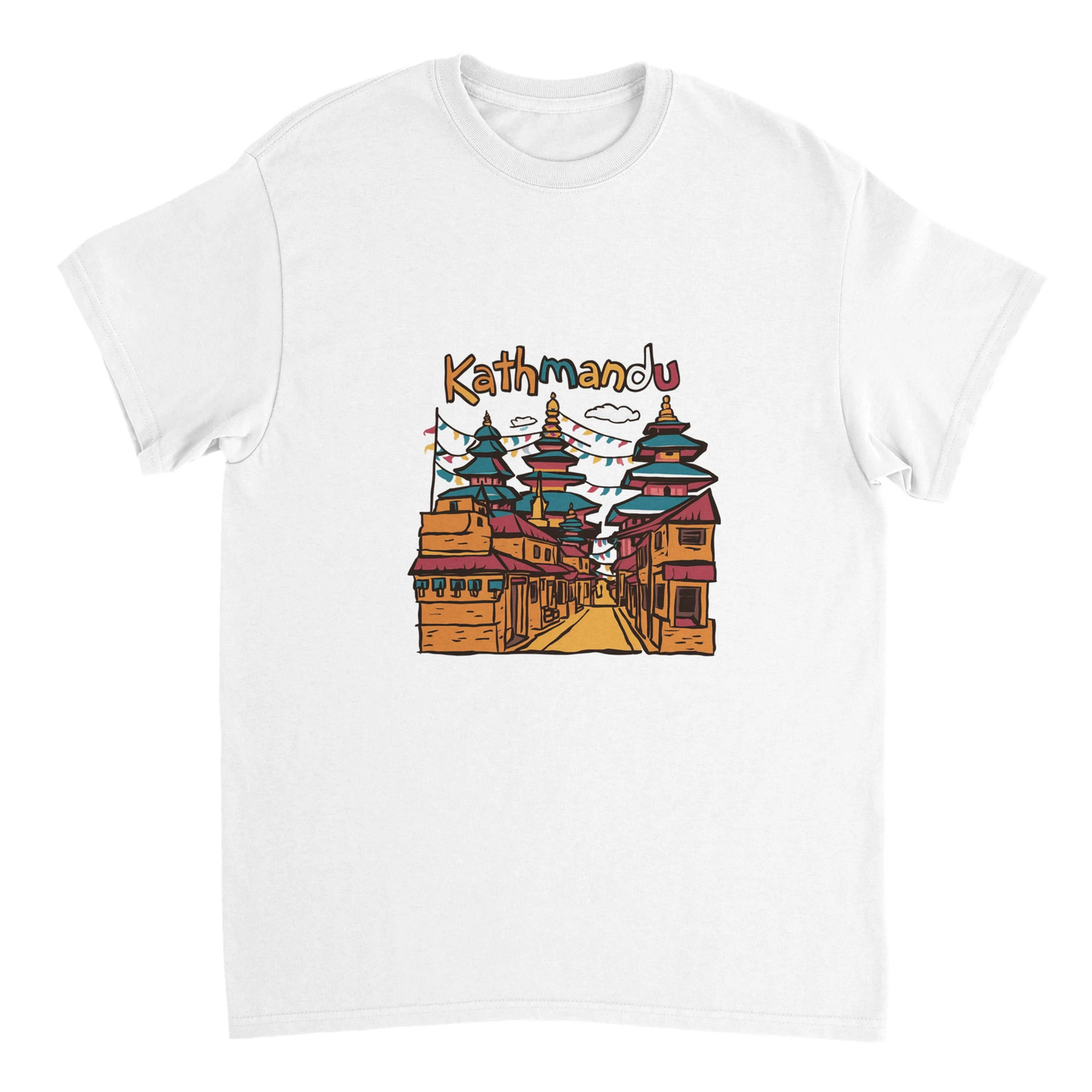 white Kathmandu Nepal Unisex Travel T-Shirt perfect for travelers and gift seekers