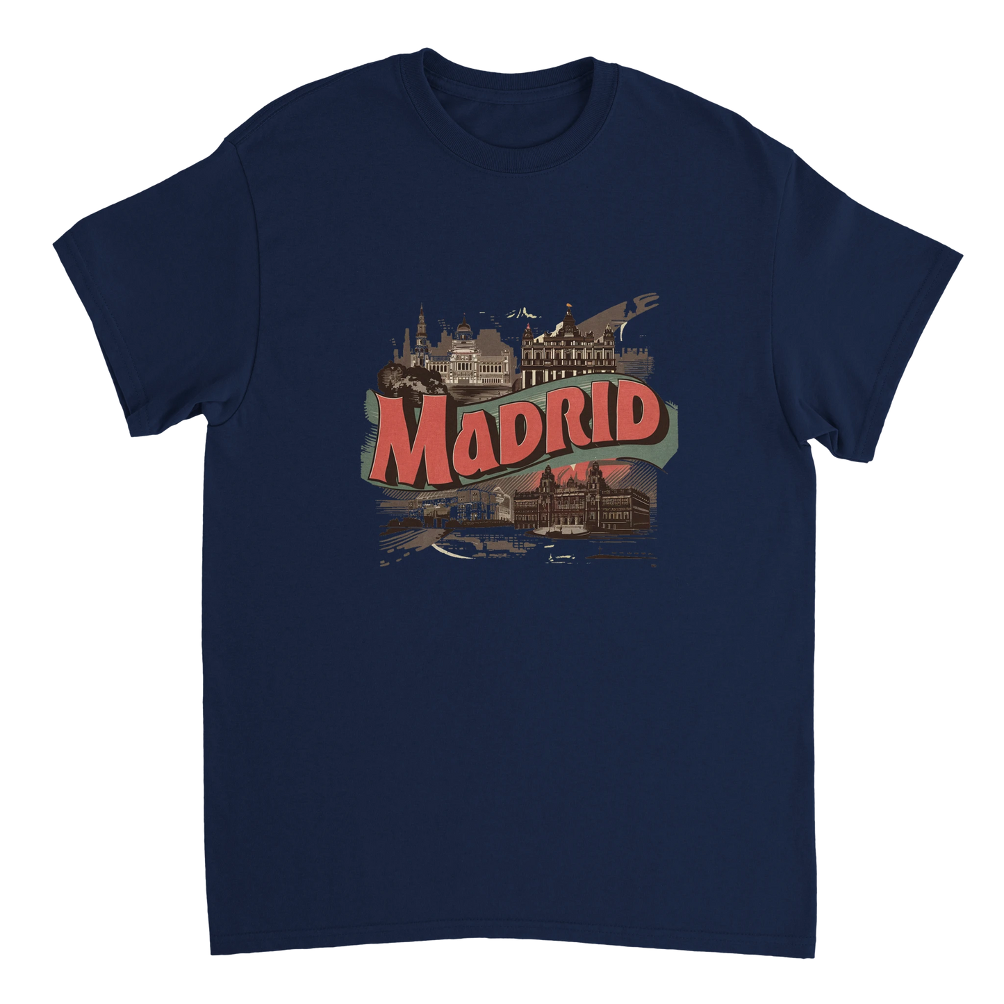 navy Madrid Spain Unisex Travel T-Shirt perfect for travelers and gift seekers