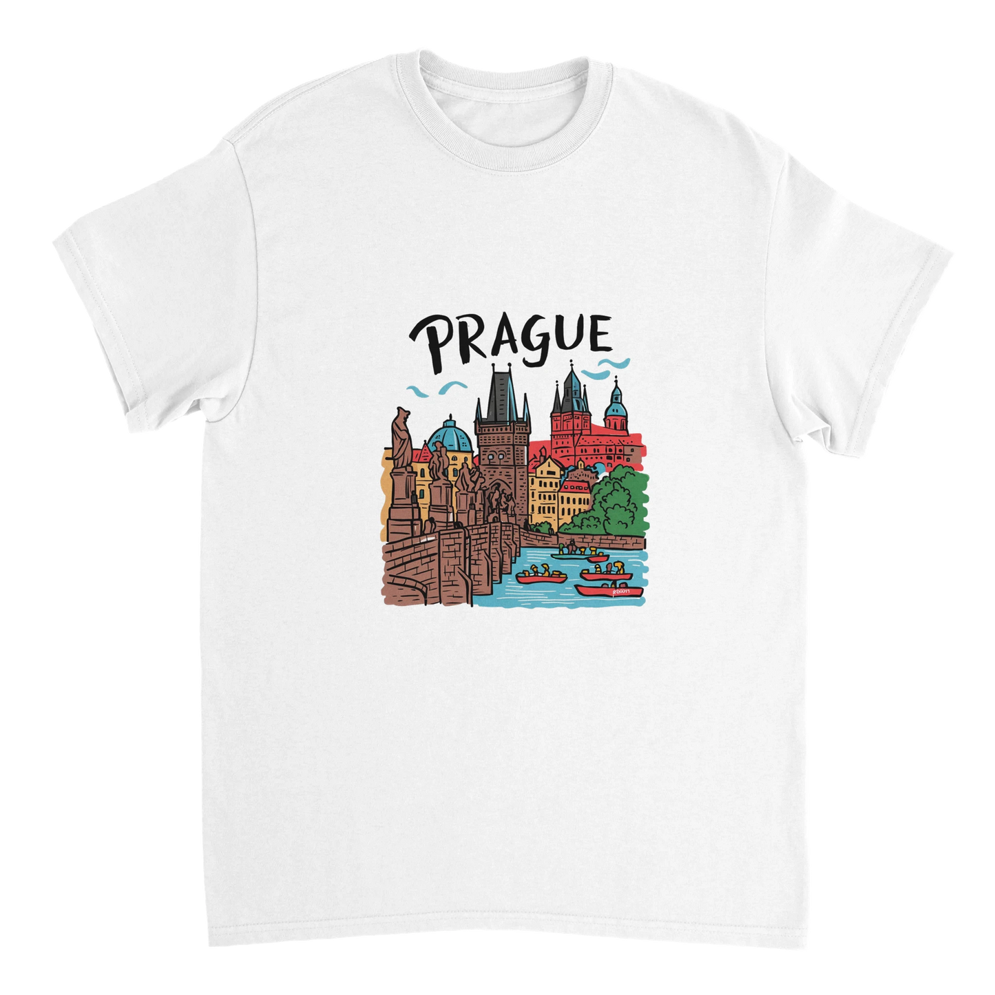 white Prague Czechia Unisex Travel T-Shirt perfect for travelers and gift seekers