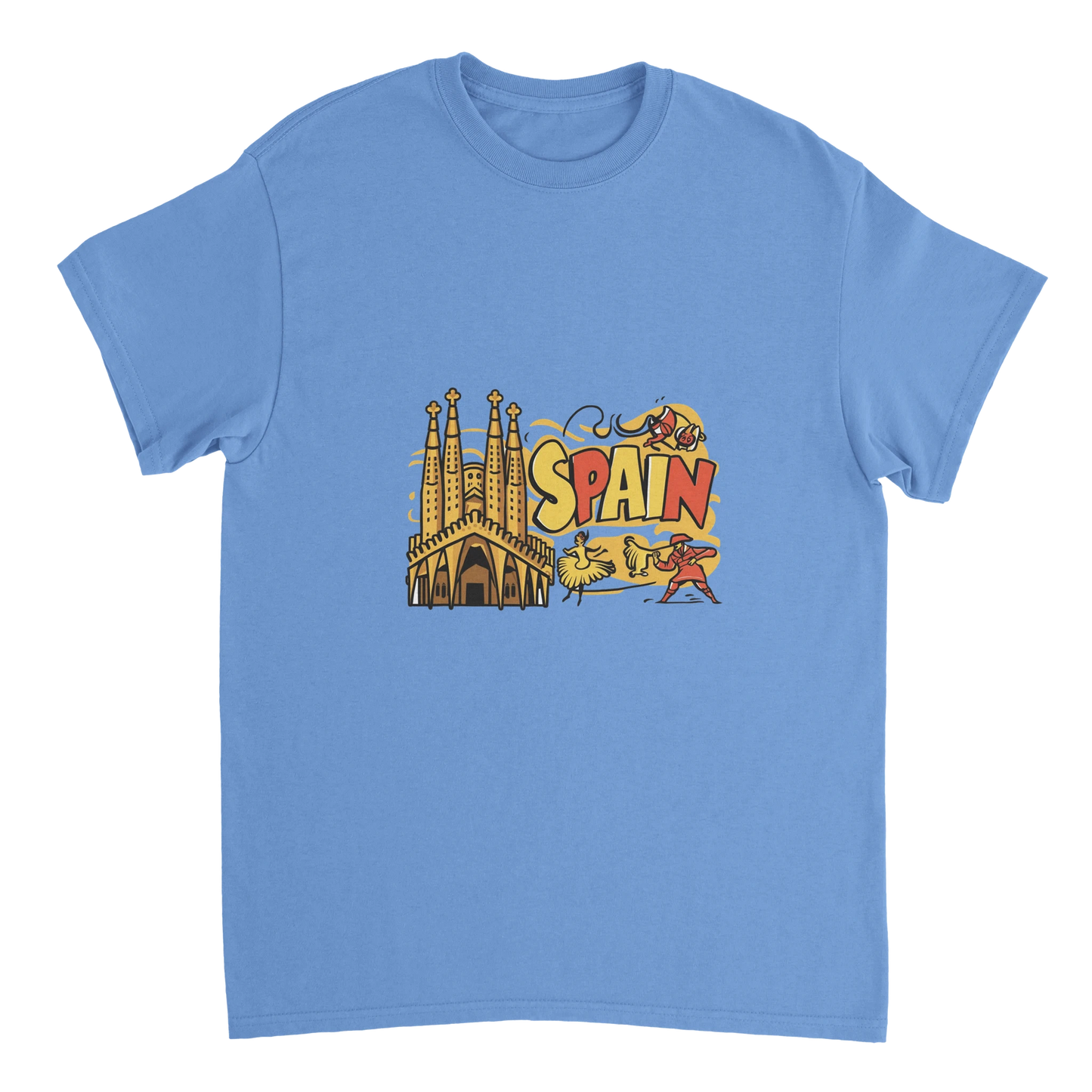 carolina blue Spain Unisex Travel T-Shirt perfect for travelers and gift seekers