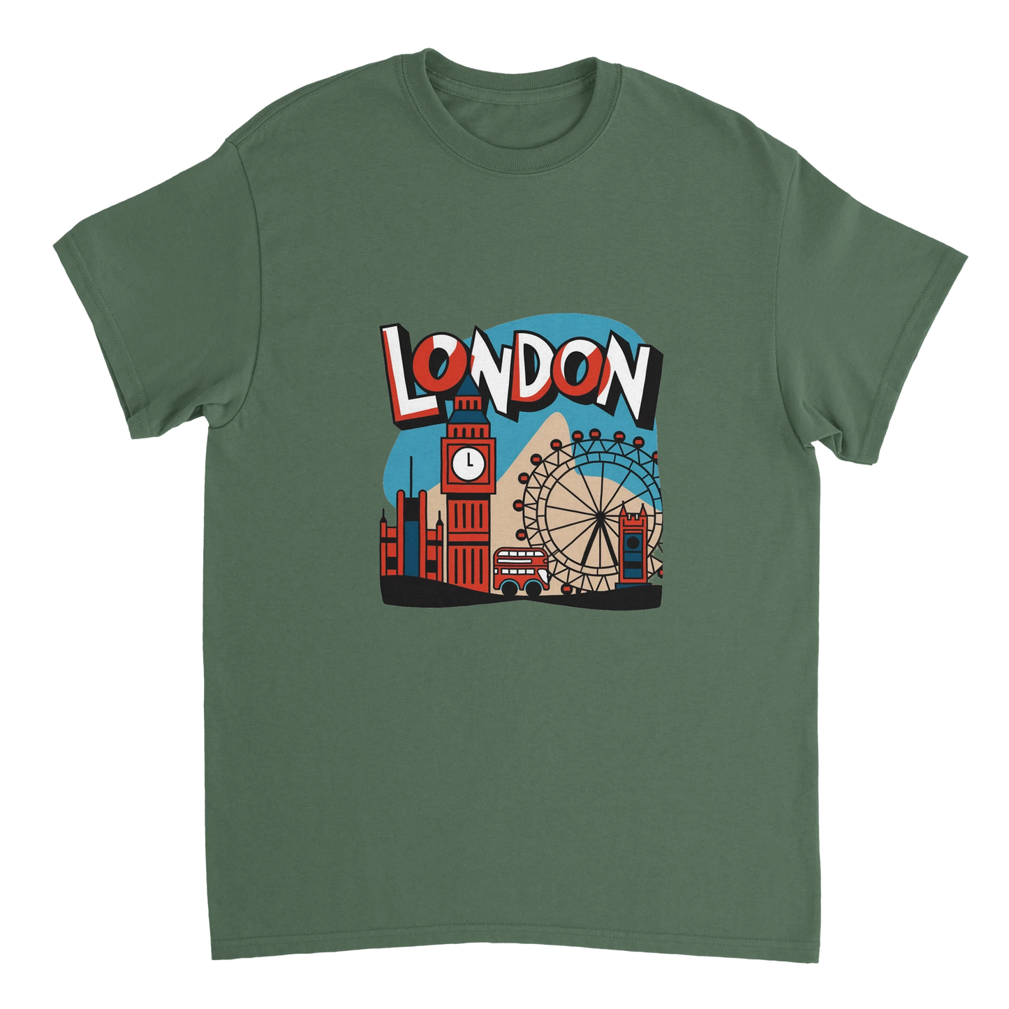 military green London England Unisex Travel T-Shirt perfect for travelers and gift seekers