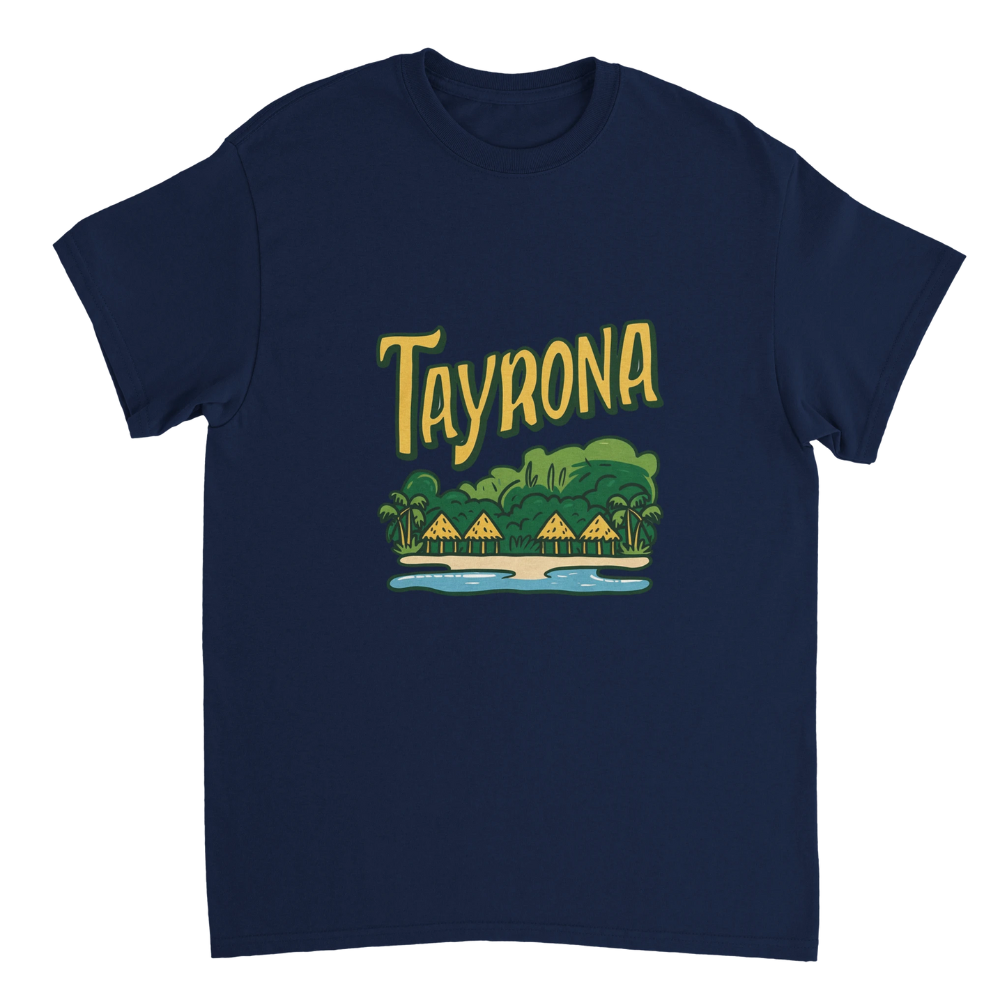 navy Tayrona Colombia Unisex Travel T-Shirt perfect for travelers and gift seekers