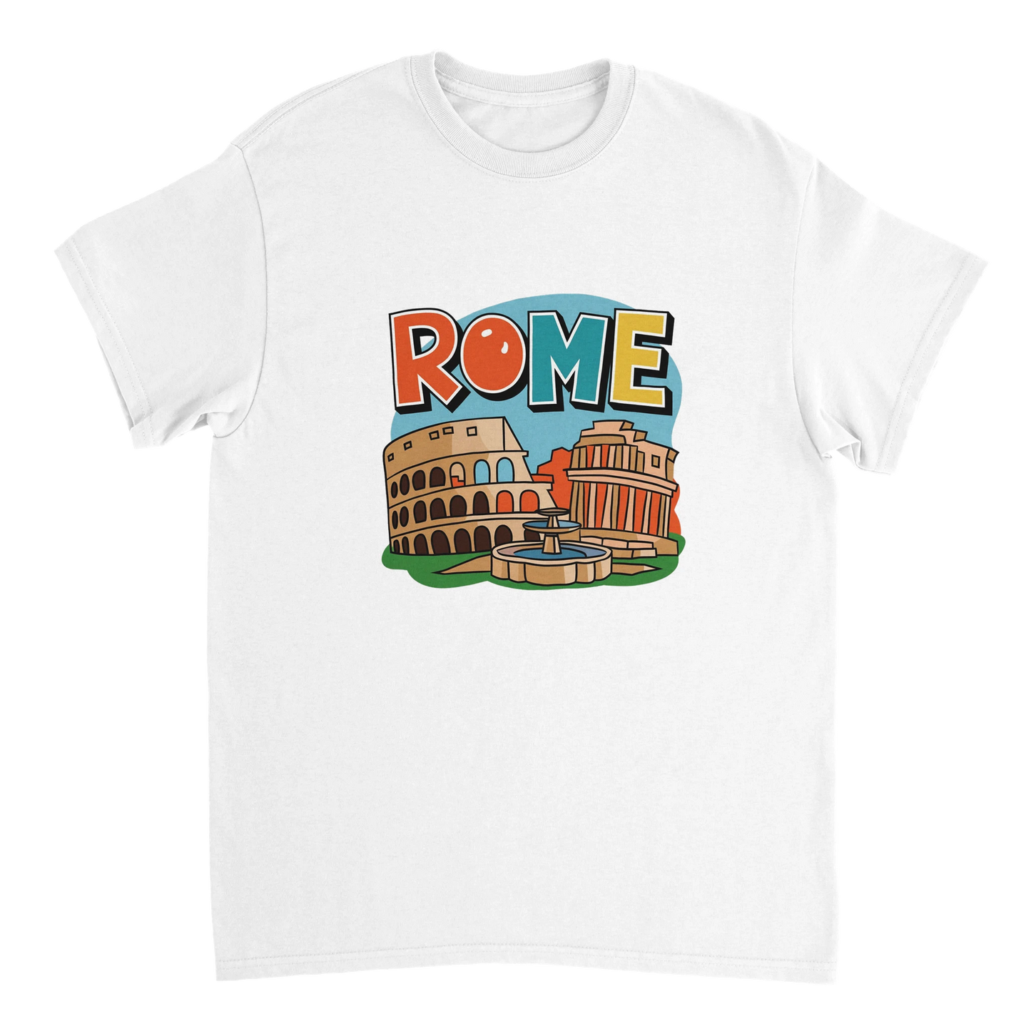 white Rome Italy Unisex Travel T-Shirt featuring a man perfect for travelers and gift seekers