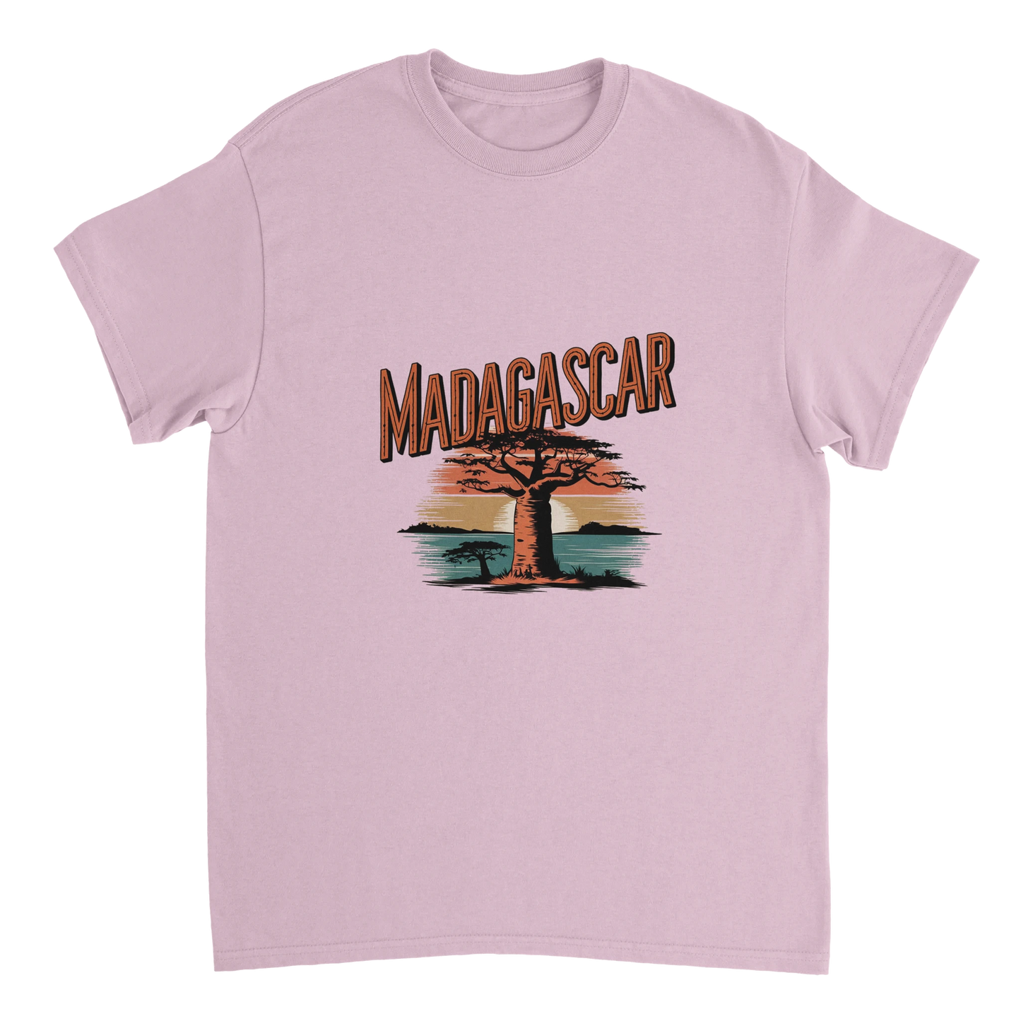 light pink Madagascar Unisex Travel T-Shirt perfect for travelers and gift seekers