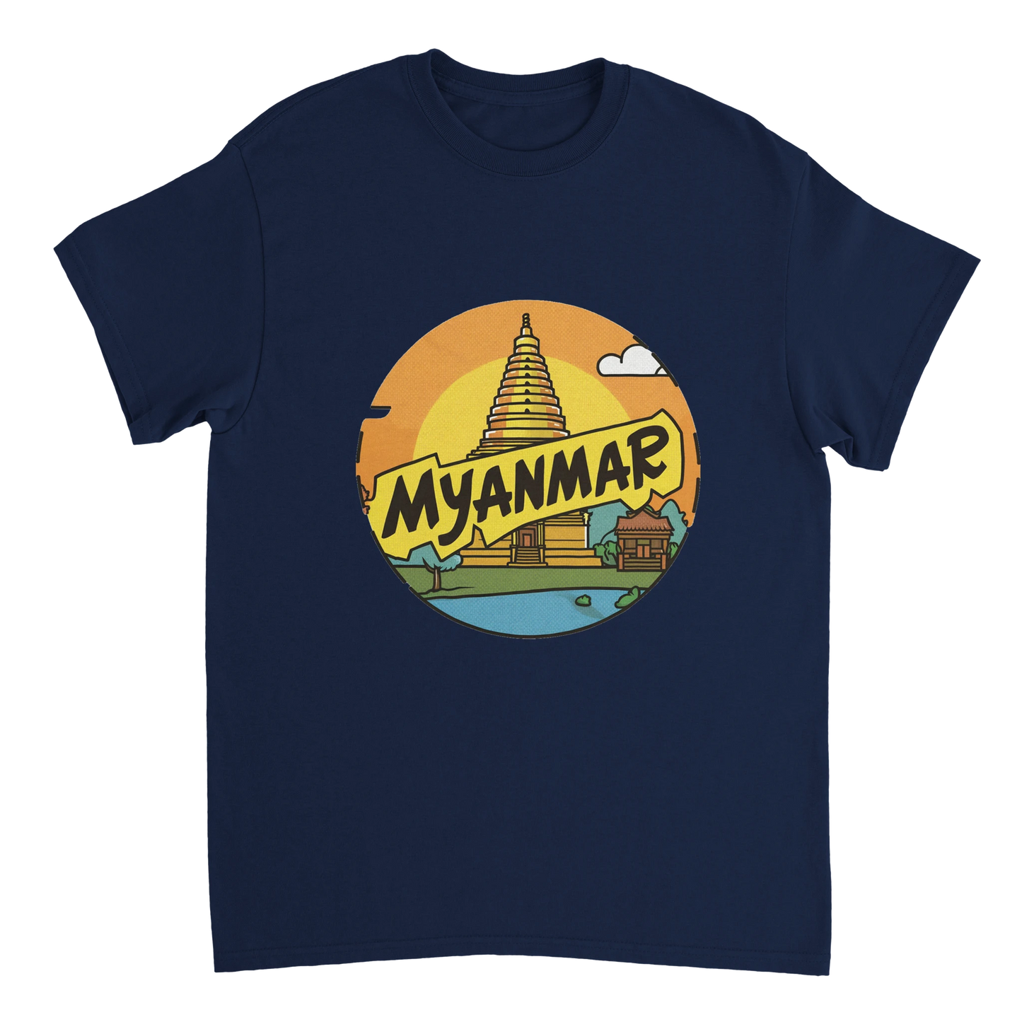 navy Myanmar Unisex Travel T-Shirt perfect for travelers and gift seekers