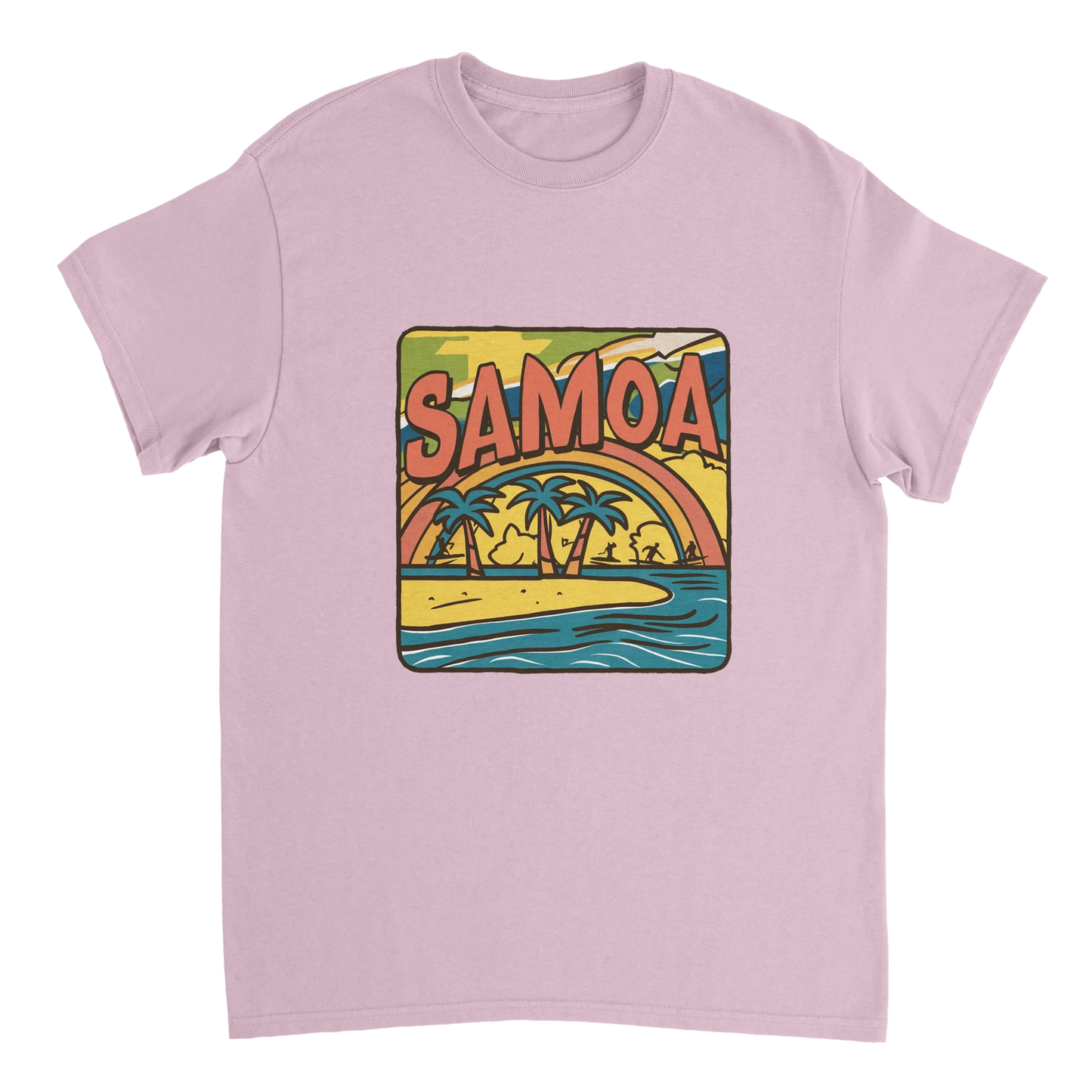 light pink Samoa Unisex Travel T-Shirt perfect for travelers and gift seekers