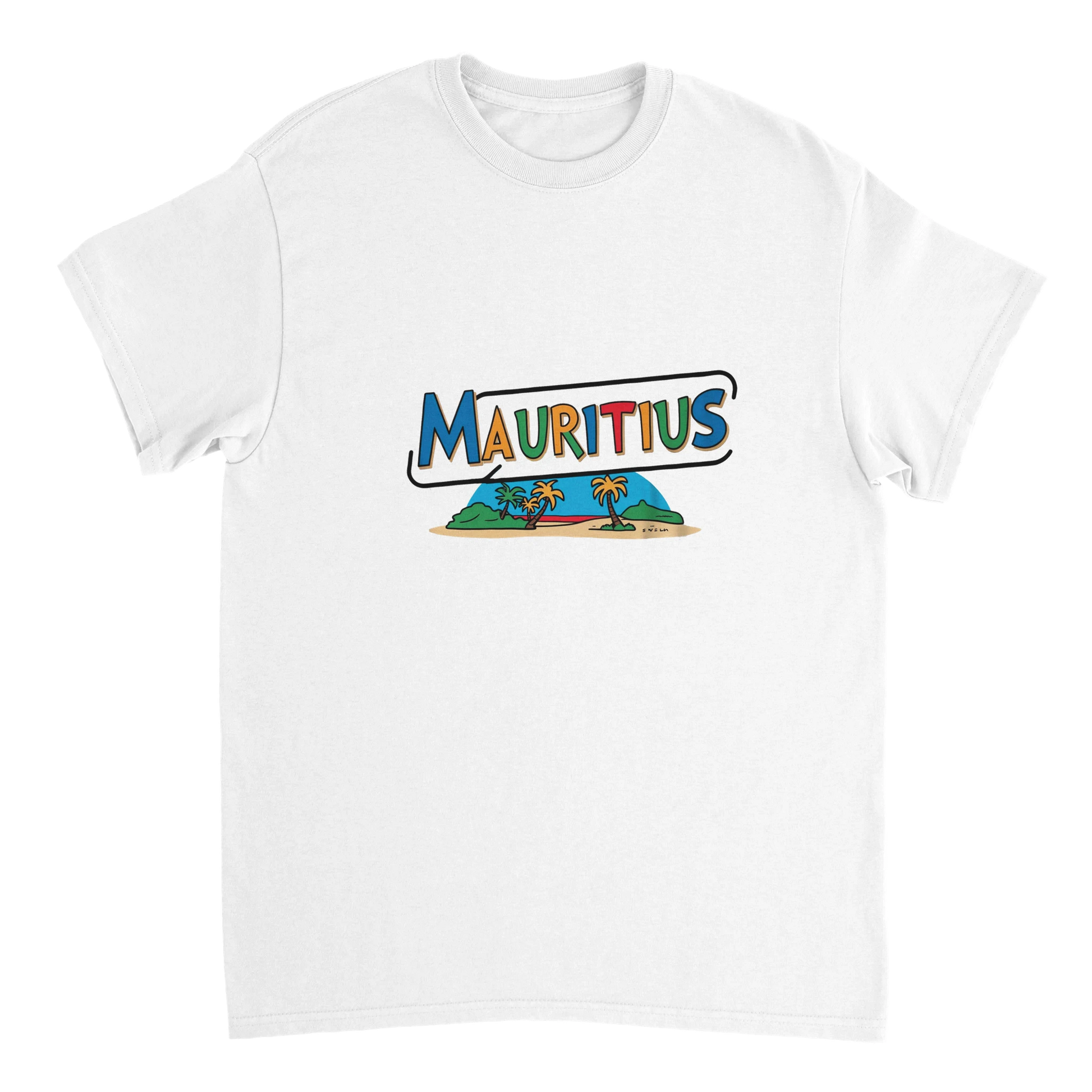 white Mauritius Unisex Travel T-Shirt perfect for travelers and gift seekers