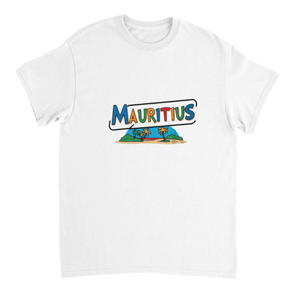 white Mauritius Unisex Travel T-Shirt perfect for travelers and gift seekers