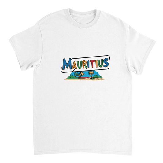 white Mauritius Unisex Travel T-Shirt perfect for travelers and gift seekers