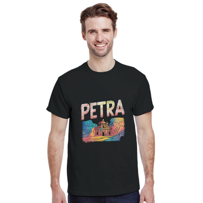 Petra Jordan Unisex Travel T-Shirt featuring a man perfect for travelers and gift seekers