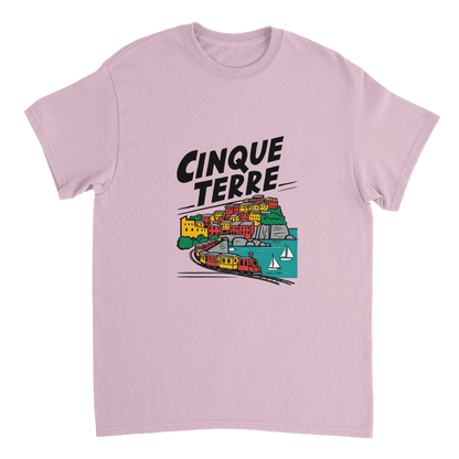 light pink Cinque Terre Italy Unisex Travel T-Shirt perfect for travelers and gift seekers