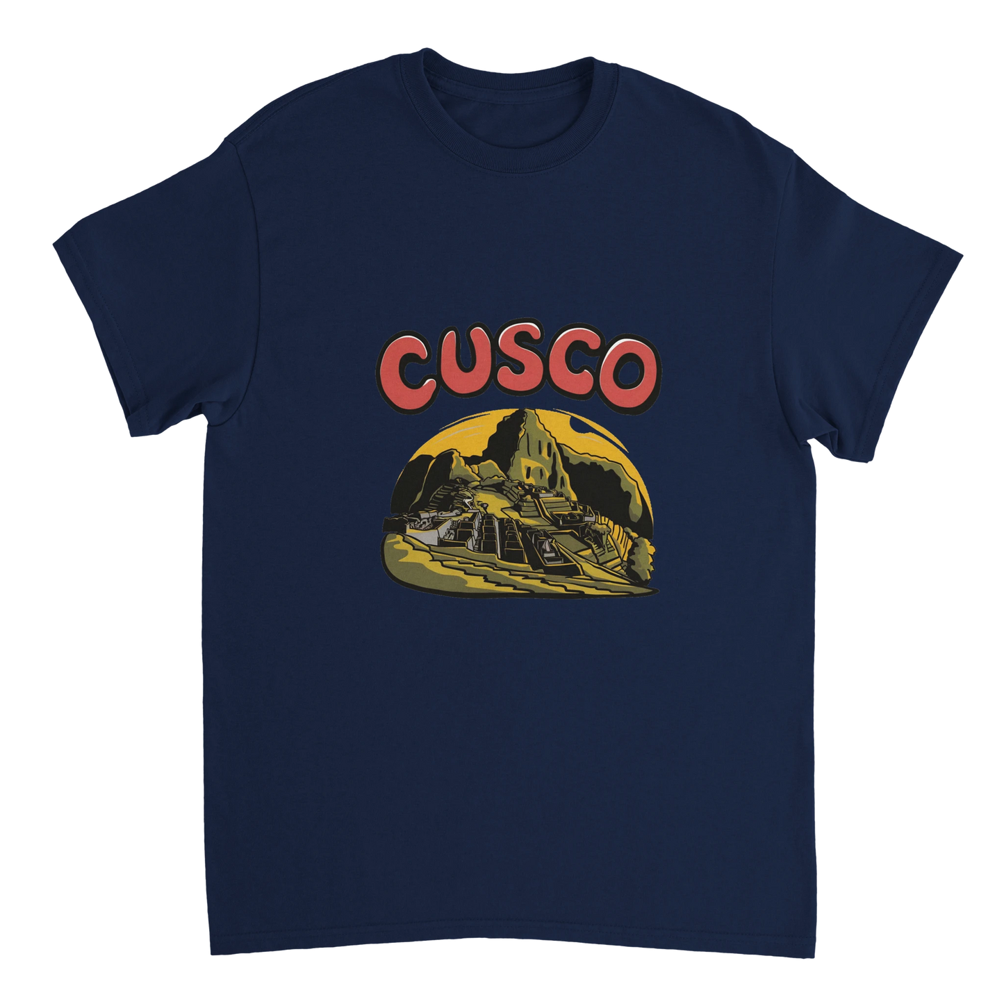 navy Cusco Peru Unisex Travel T-Shirt perfect for travelers and gift seekers