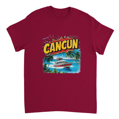 cardinal red Cancún Mexico Unisex Travel T-Shirt perfect for travelers and gift seekers