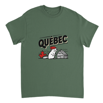 military green Quebec Canada Unisex Travel T-Shirt perfect for travelers and gift seekers
