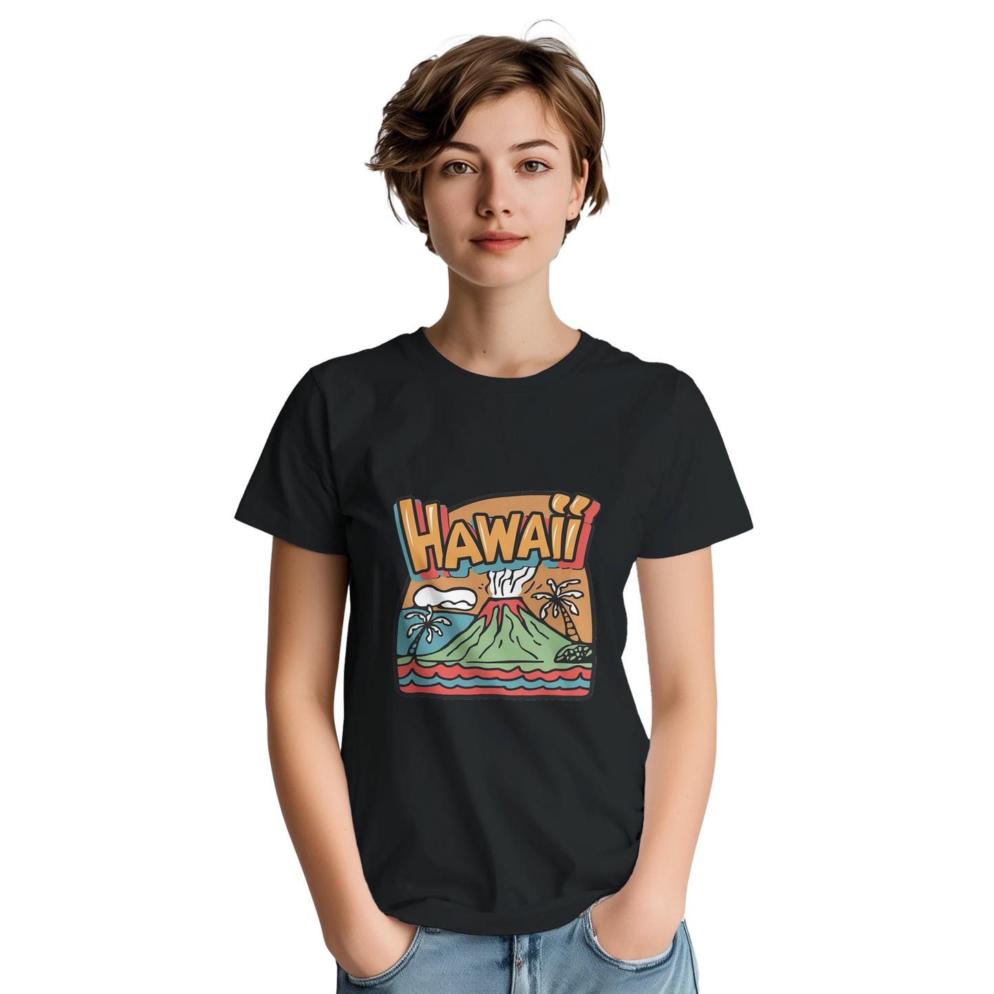 Hawaii Unisex Travel T-Shirt featuring a person from the back perfect for travelers and gift seekers