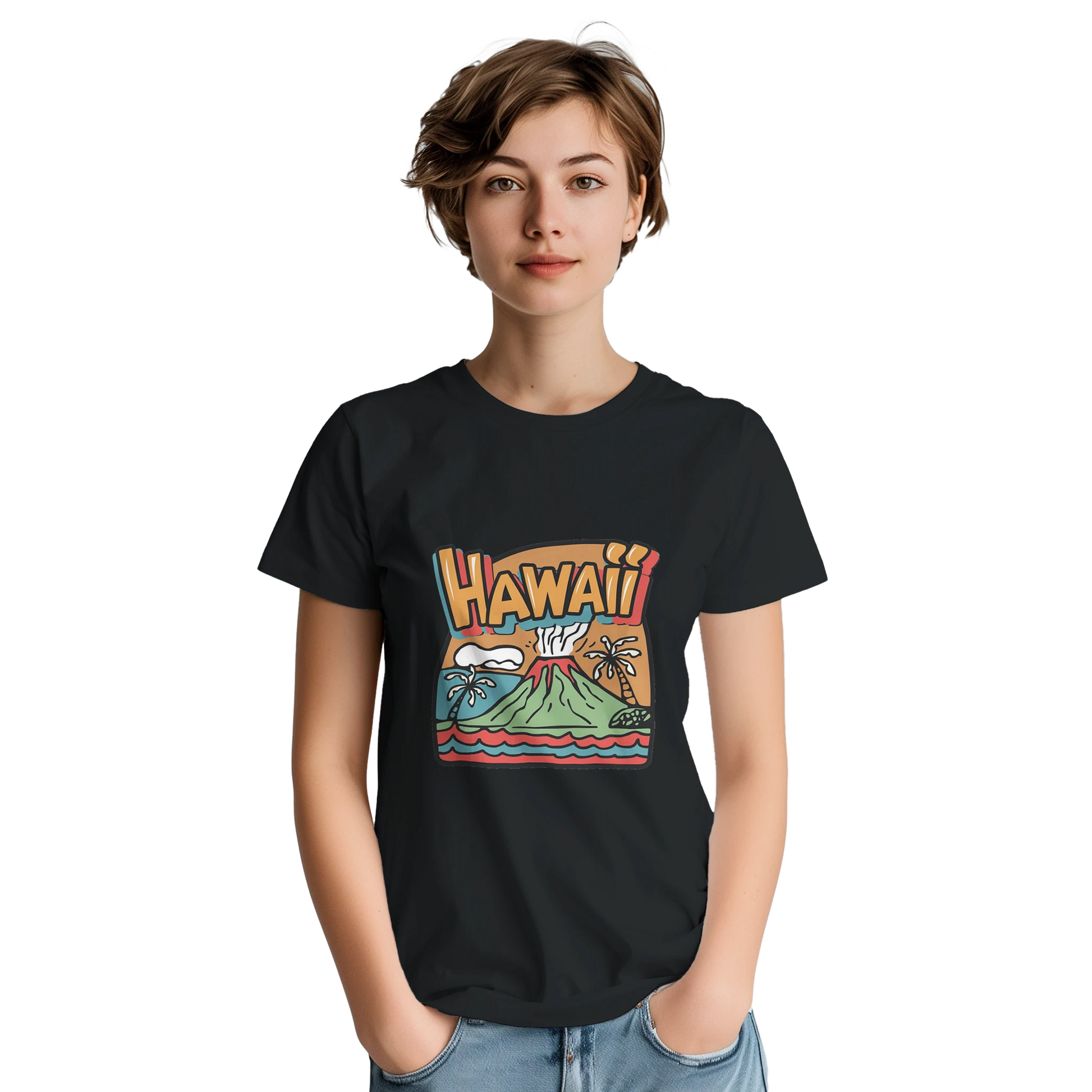Hawaii Unisex Travel T-Shirt featuring a person from the back perfect for travelers and gift seekers
