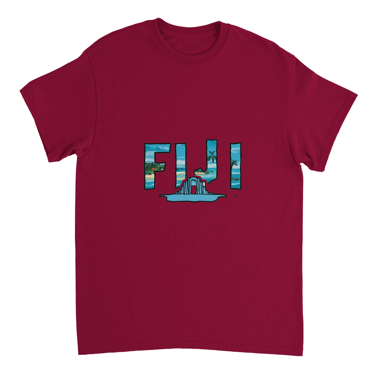 cardinal red Fiji Unisex Travel T-Shirt perfect for travelers and gift seekers