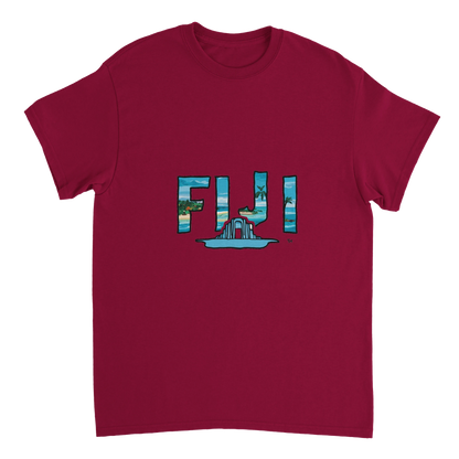 cardinal red Fiji Unisex Travel T-Shirt perfect for travelers and gift seekers