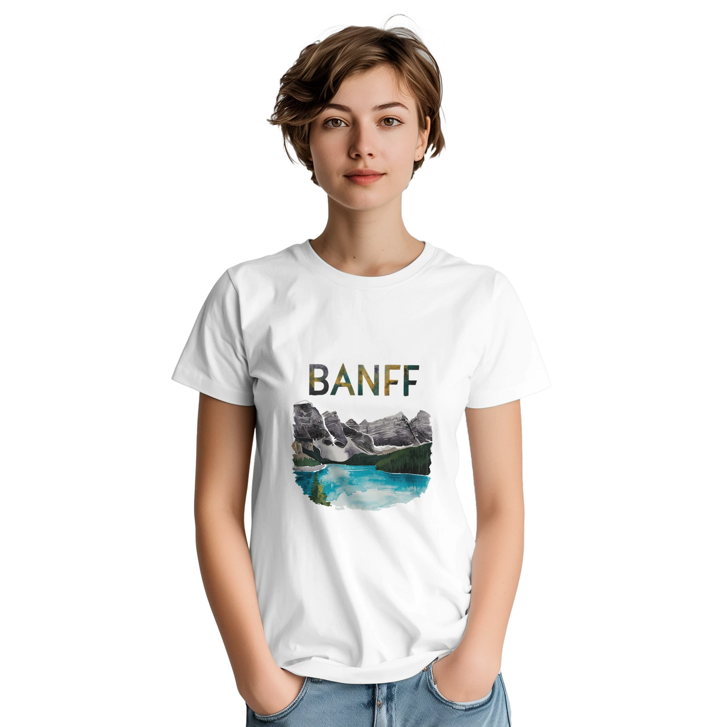 Banff Canada Unisex Travel T-Shirt featuring a person perfect for travelers and gift seekers