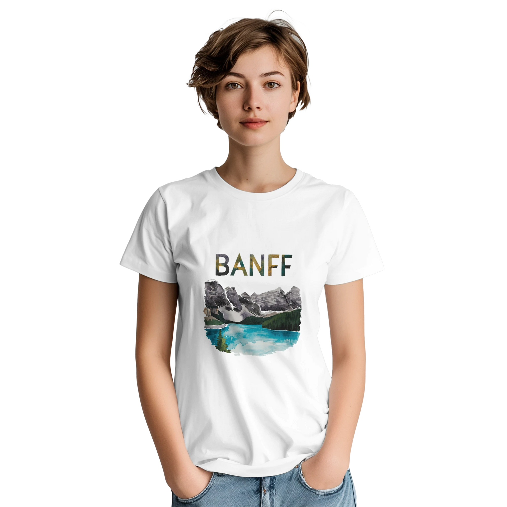 Banff Canada Unisex Travel T-Shirt featuring a person perfect for travelers and gift seekers