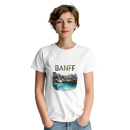 Banff Canada Unisex Travel T-Shirt featuring a person perfect for travelers and gift seekers