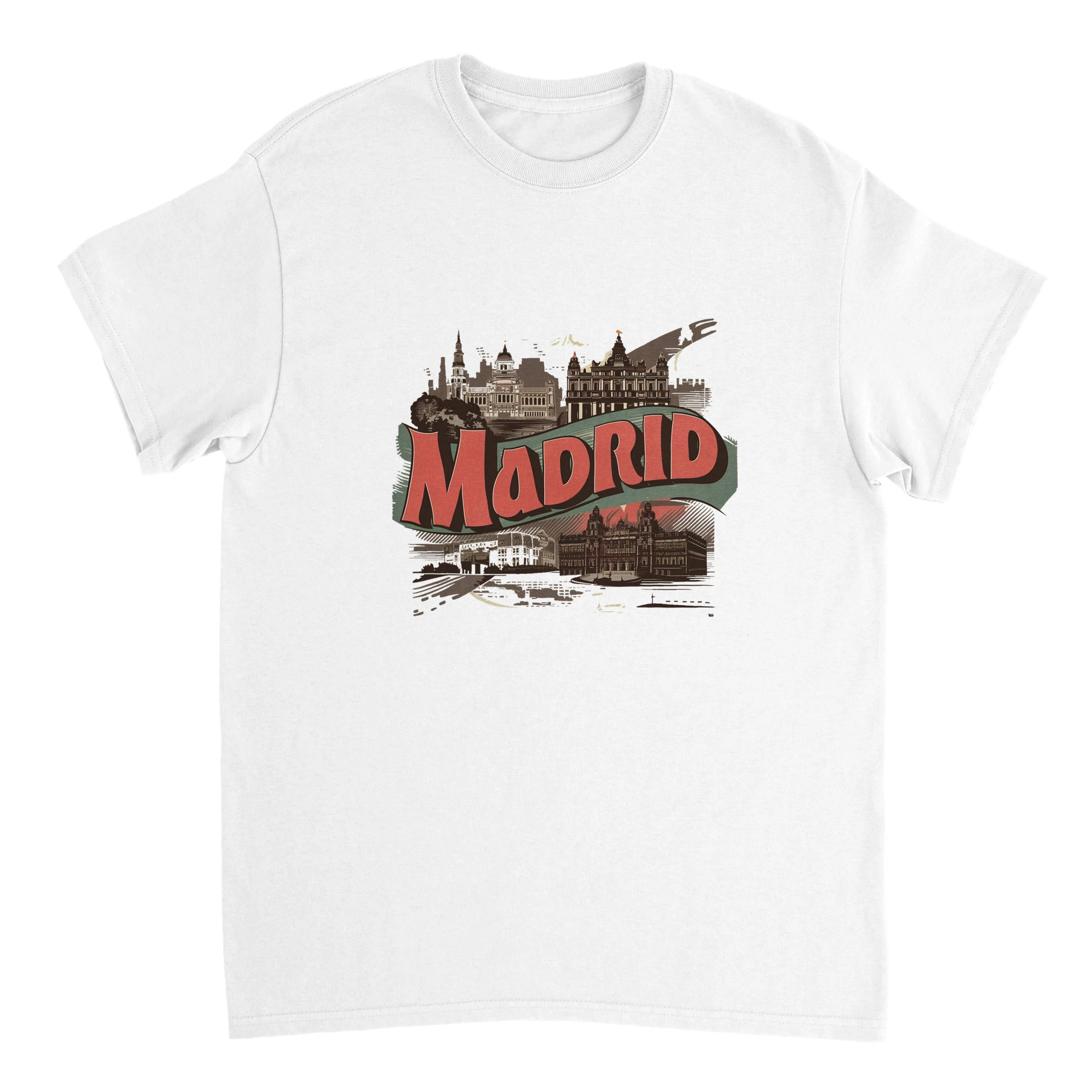 white Madrid Spain Unisex Travel T-Shirt perfect for travelers and gift seekers