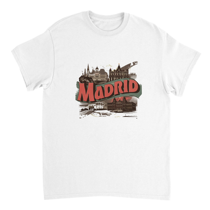 white Madrid Spain Unisex Travel T-Shirt perfect for travelers and gift seekers