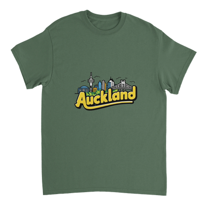 military green Auckland New Zealand Unisex Travel T-Shirt perfect for travelers and gift seekers