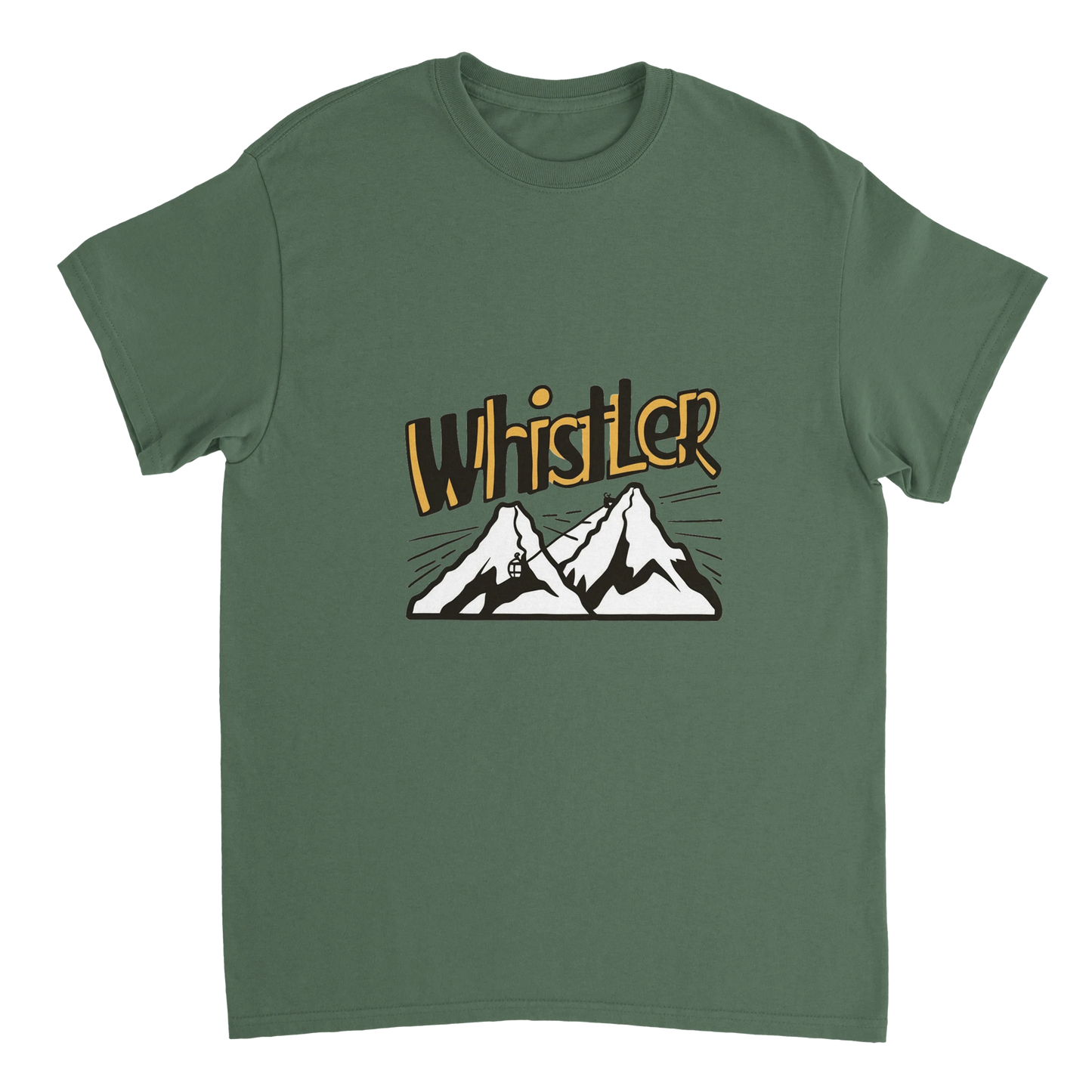 military green Whistler Canada Unisex Travel T-Shirt perfect for travelers and gift seekers
