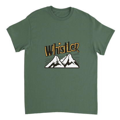 military green Whistler Canada Unisex Travel T-Shirt perfect for travelers and gift seekers
