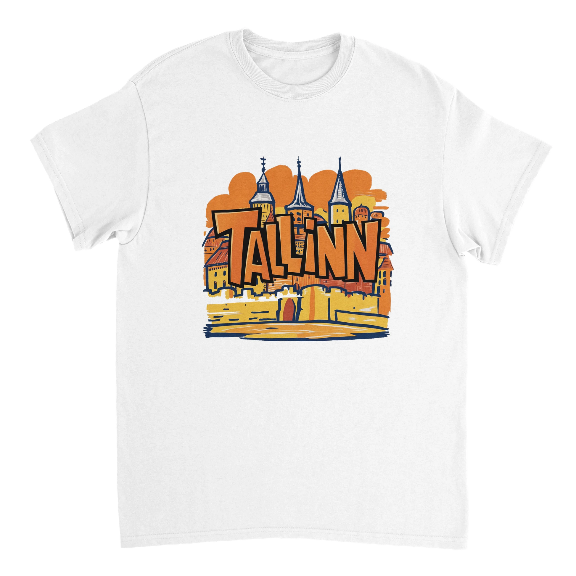 white Tallinn Estonia Unisex Travel T-Shirt perfect for travelers and gift seekers
